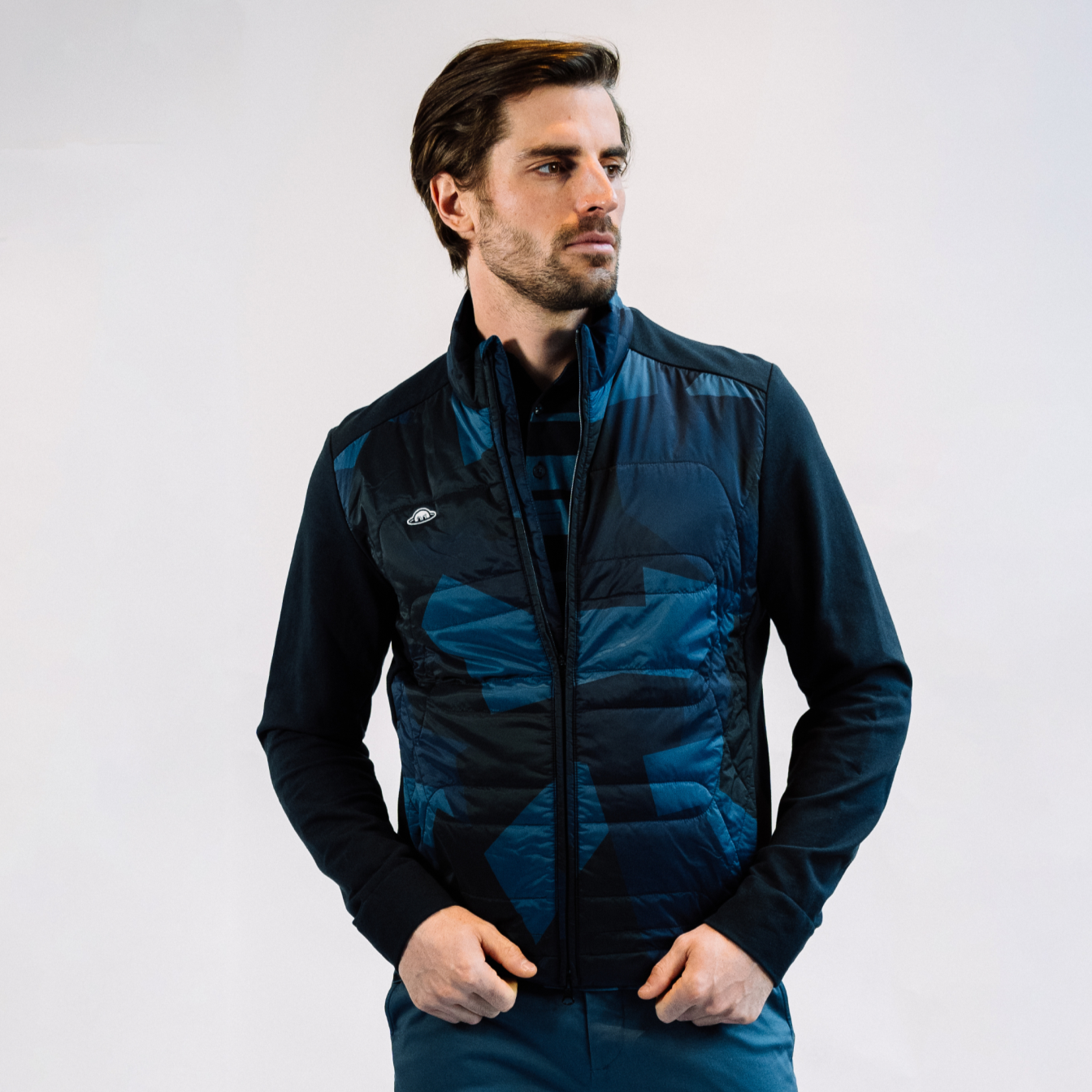 RADMOR Anderson Hybrid Performance Jacket - Blue Graphite Camo - Lightweight Waterproof Outdoor Jacket for Hiking, Camping & Travel