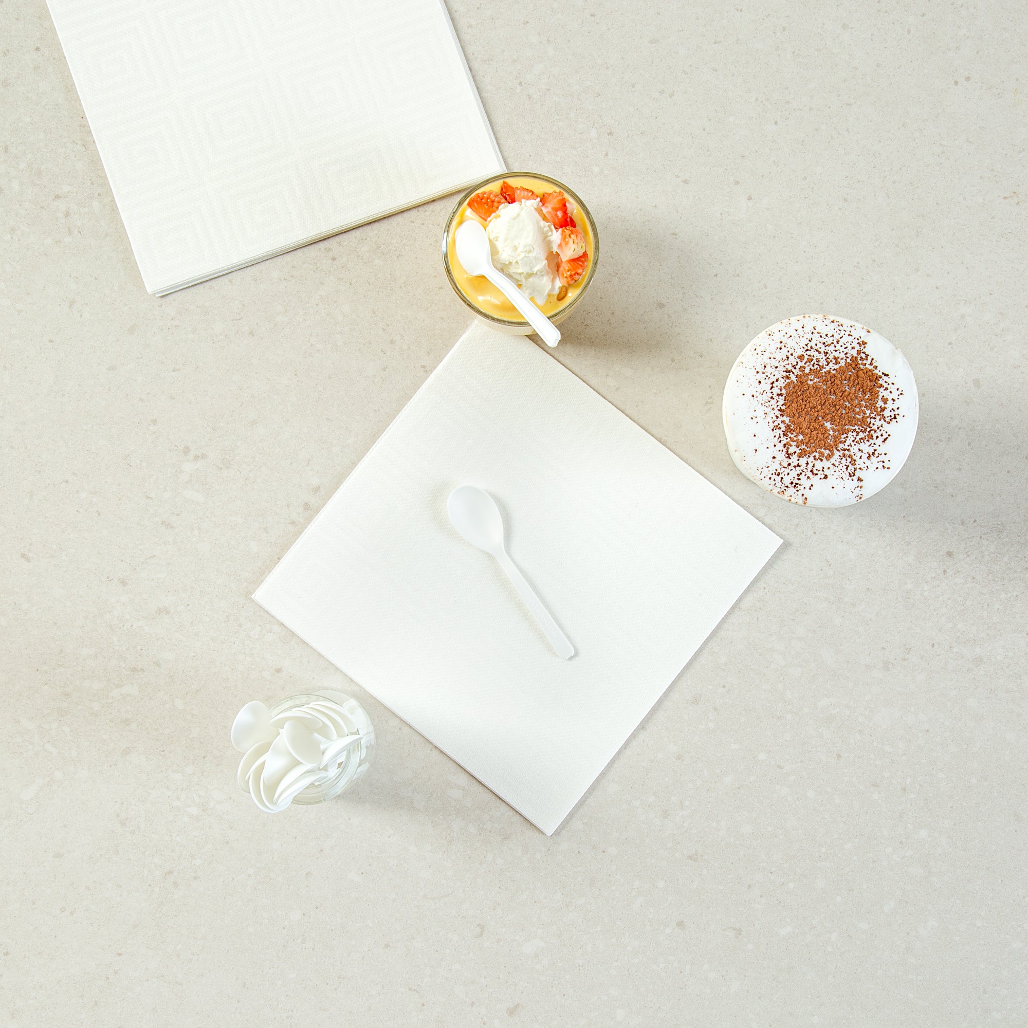 Eco-Friendly Round White Plastic Mini Spoons - Heat Resistant, Compostable, 4