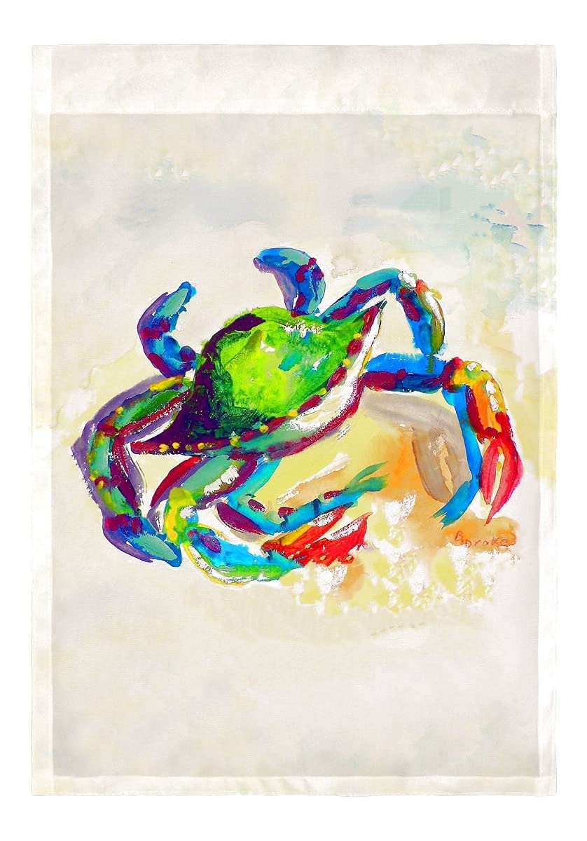 Betsy Drake FL267 12.5 x 18 Inch Teal Crab Flag - Decorative Coastal Home Decor, Beach House Flag, Outdoor Garden & Patio Banner