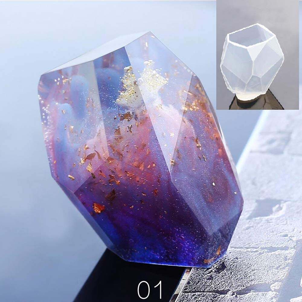 FineInno 3-Piece Large Gemstone Resin Molds for Jewelry Making - Multi-Faceted Stone Silicone Molds for DIY Epoxy Resin Casting, Aromatherapy & Candle Making - Perfect for Handmade Gifts, Home Decor & Craft Projects