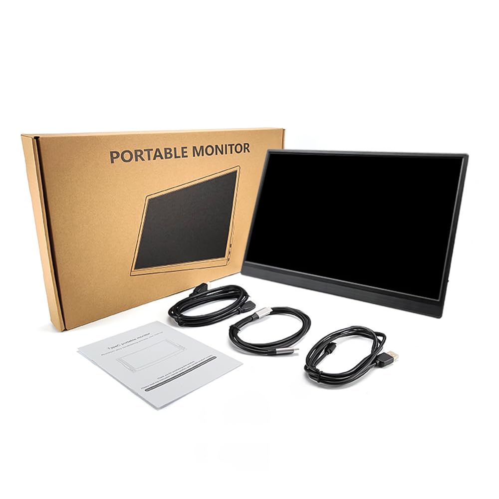 15.6 Inch Portable Monitor for Laptop - Full HD 1080P Travel Screen with Built-in Kickstand, Dual Speakers | External Gaming Display for PC, Mac, Smartphone | Perfect for Work, Travel & Entertainment