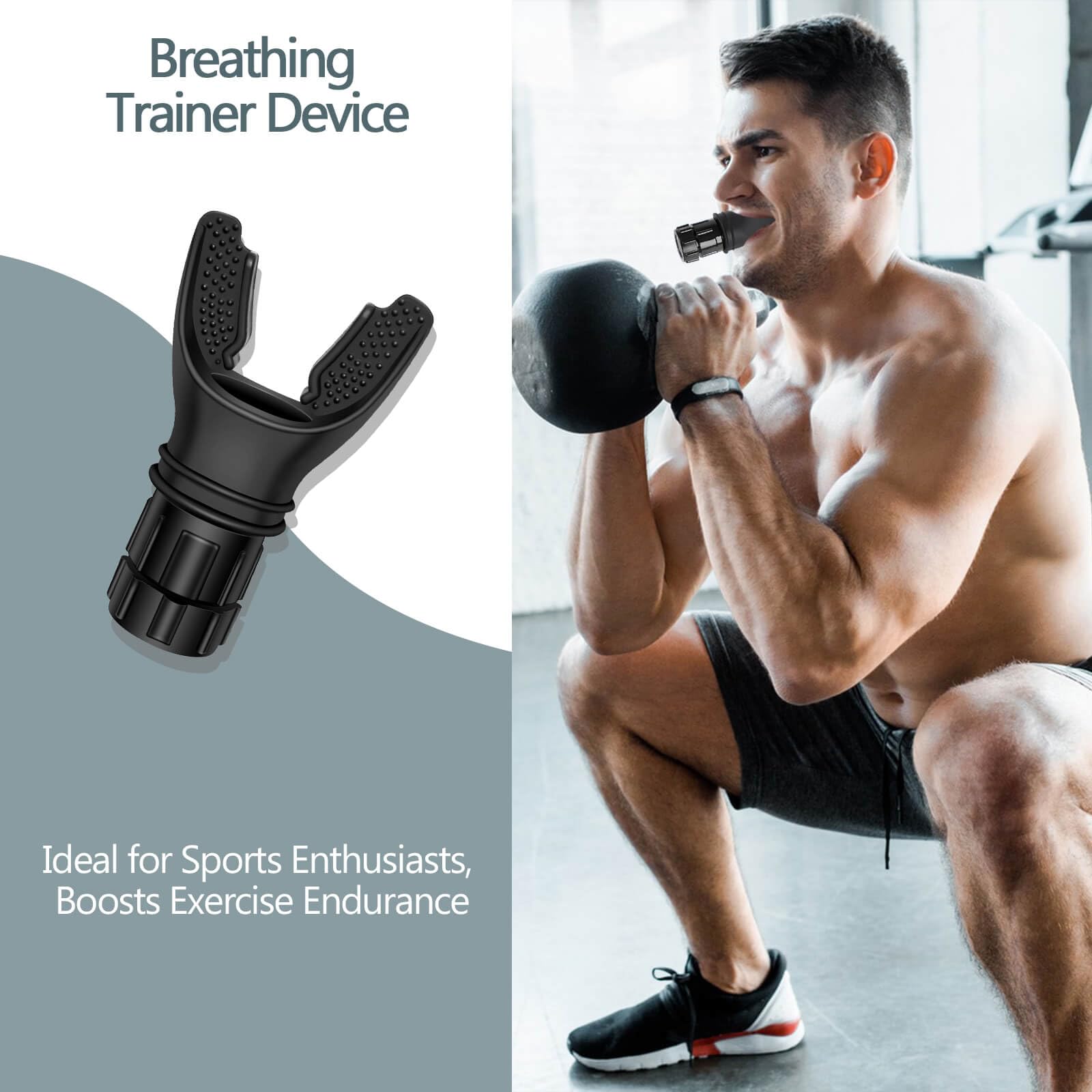 Portable Breathing Exercise Device - Adjustable Resistance Respiratory Trainer for Oral & Muscle Strengthening | The Breather - Easy to Clean (Black) | Ideal for Athletes, Singers & COPD Patients