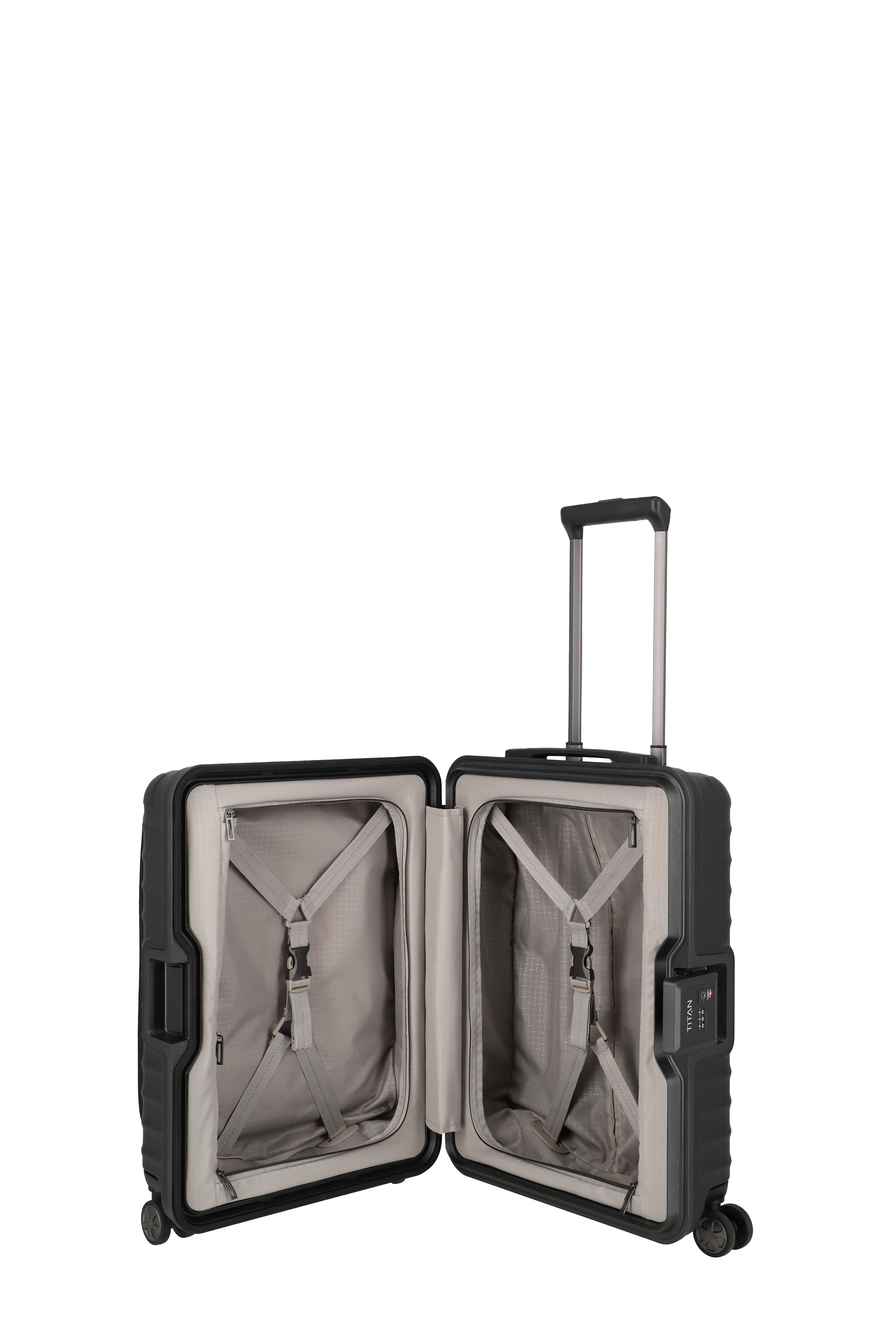 Titan LITRON Frame Trolley S Carry On Luggage with Front Pocket - Lightweight & Durable Suitcase for Business Travel, Weekend Getaways & Airplane Cabin Use