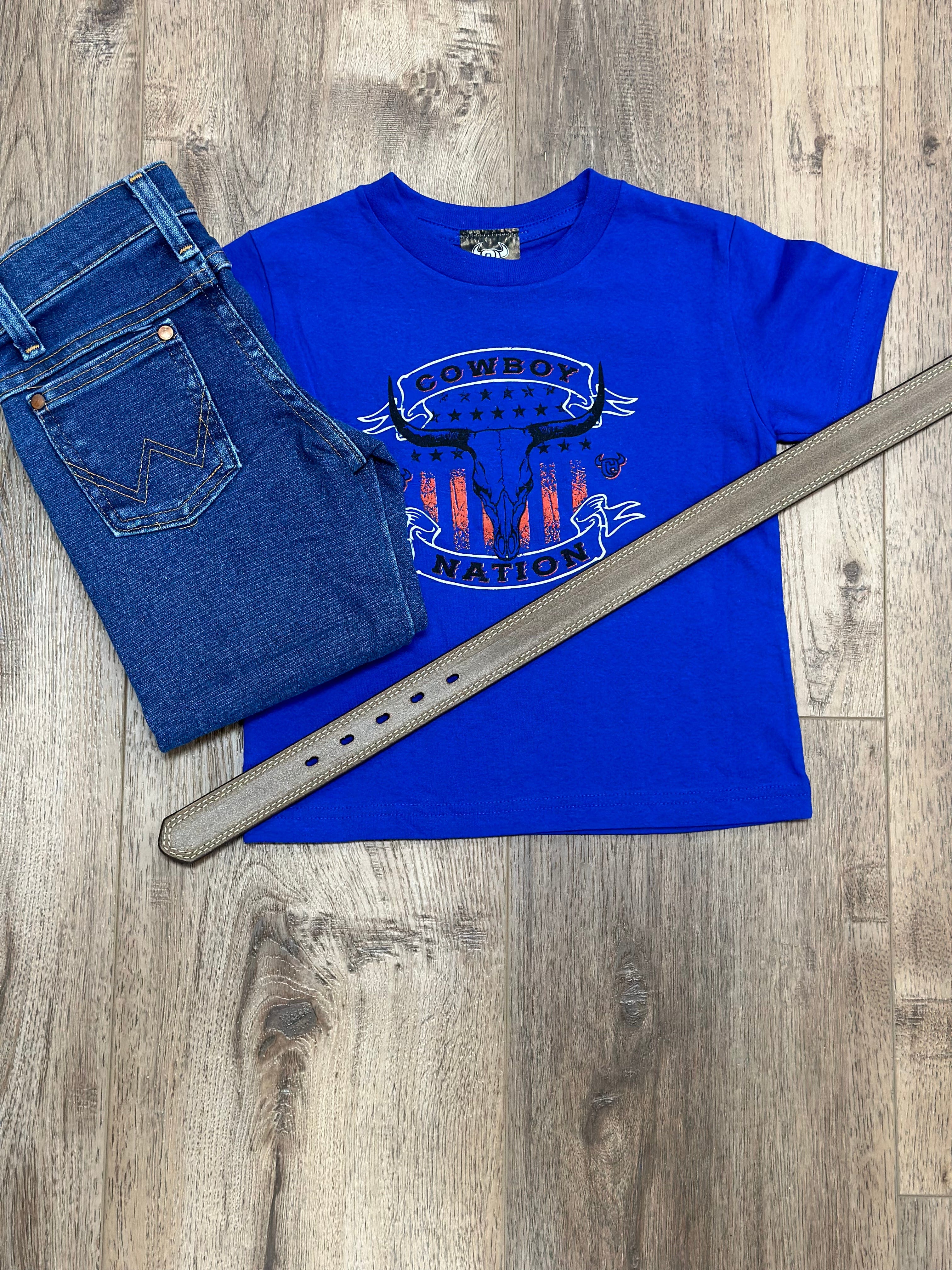 Boys Toddler Cowboy Nation Royal Tee - Western Style Graphic T-Shirt for Kids | Perfect for Rodeo, Cowboy Parties & Western Themed Events