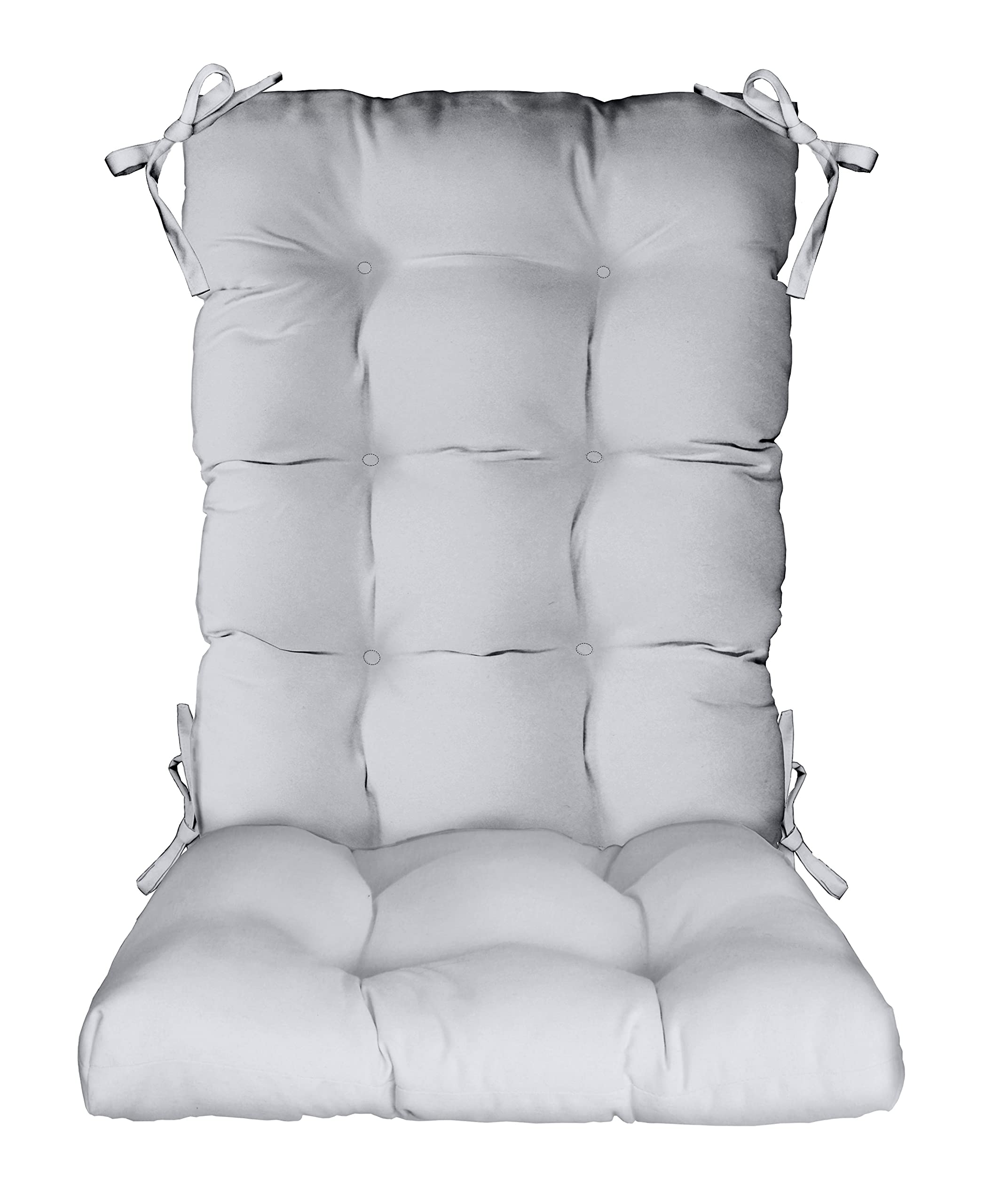 **RSH Décor Indoor/Outdoor Tufted Rocking Chair Cushion - Classic White, Large - Weather-Resistant & Comfortable - Perfect for Porch, Patio, and Nursery**
