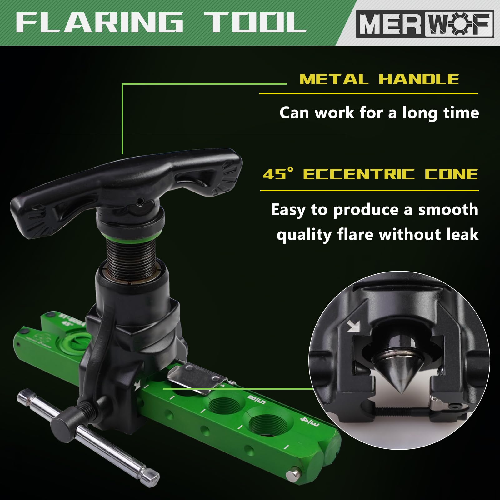 HVAC Flaring Tool Kit for 1/4'' - 3/4'' Copper & Aluminum Pipes - 45° Eccentric Manual Flaring Tool with Clutch, Pipe Cutter & Deburring Tool (5-Piece Set) - Perfect for AC Repair, Refrigeration & Plumbing Projects