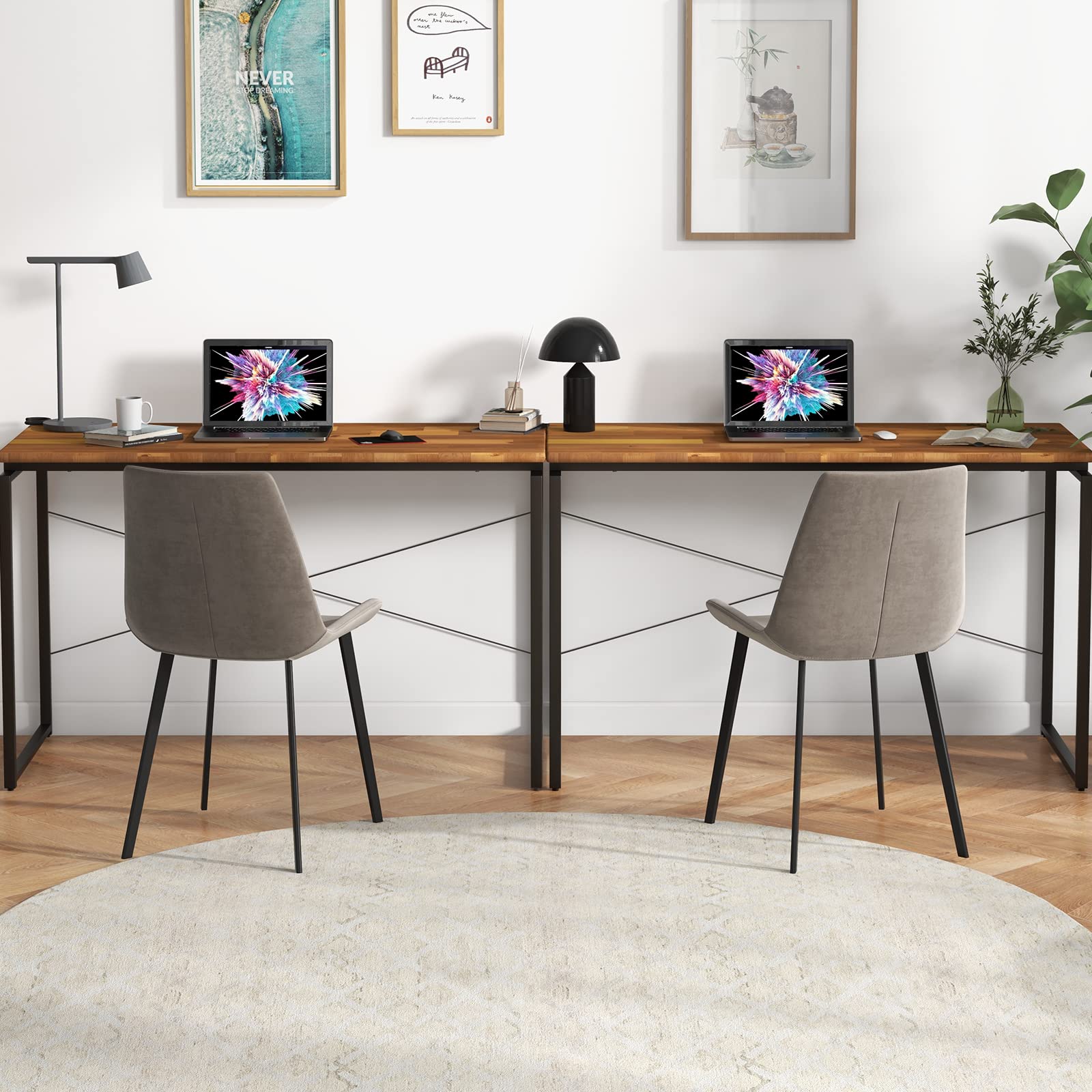 Acme Jurgen Oak & Black Wooden Rectangle Writing Desk - Perfect for Home Office, Study & Workspace