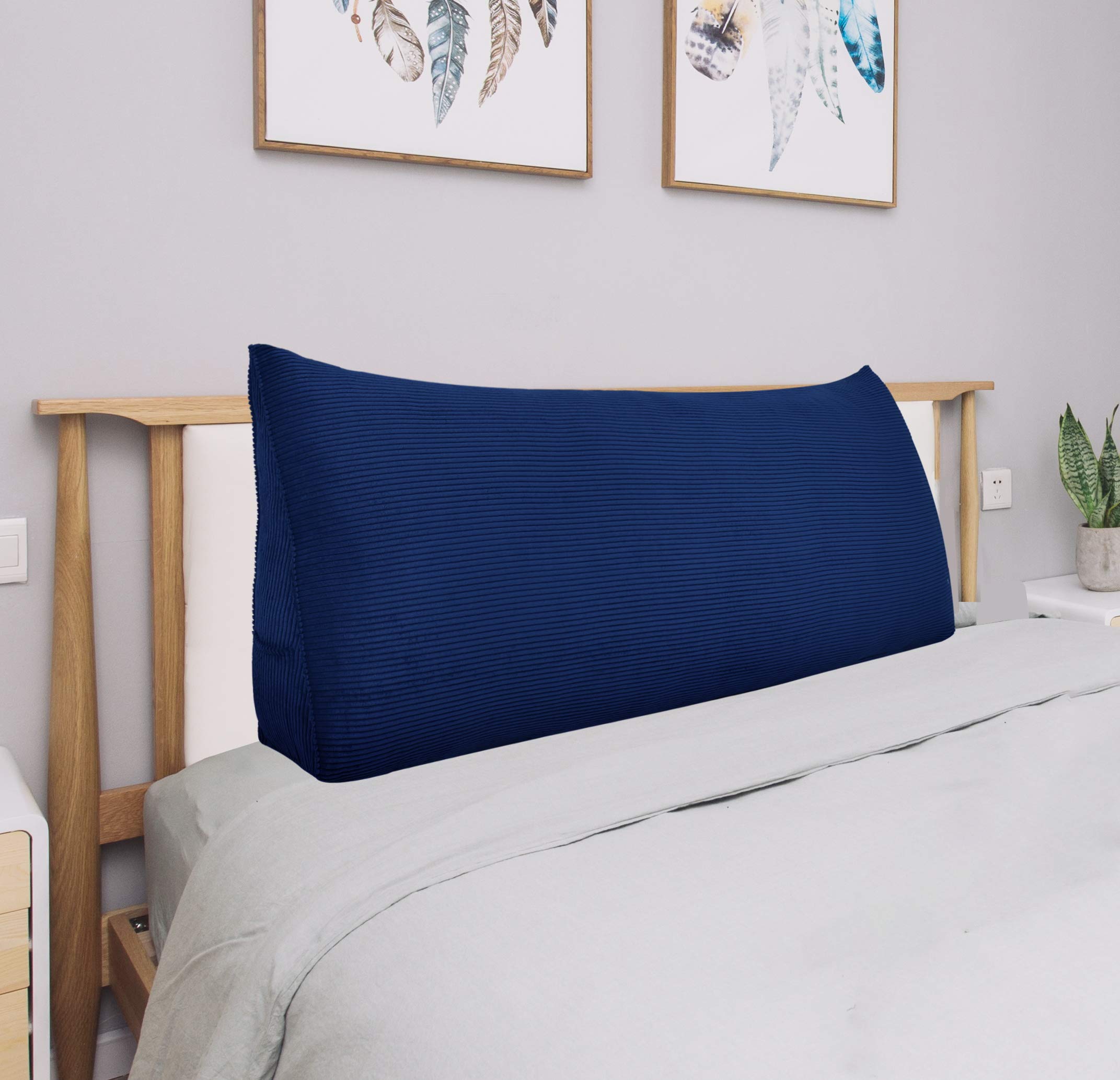 Johnear Large Wedge Pillow - Triangular Corduroy Headboard & Backrest Support Cushion for Sofa, Bed, Daybed - Perfect for Reading, Positioning & Comfort - Upholstered Bolster Pillow for Home, Office & Relaxation