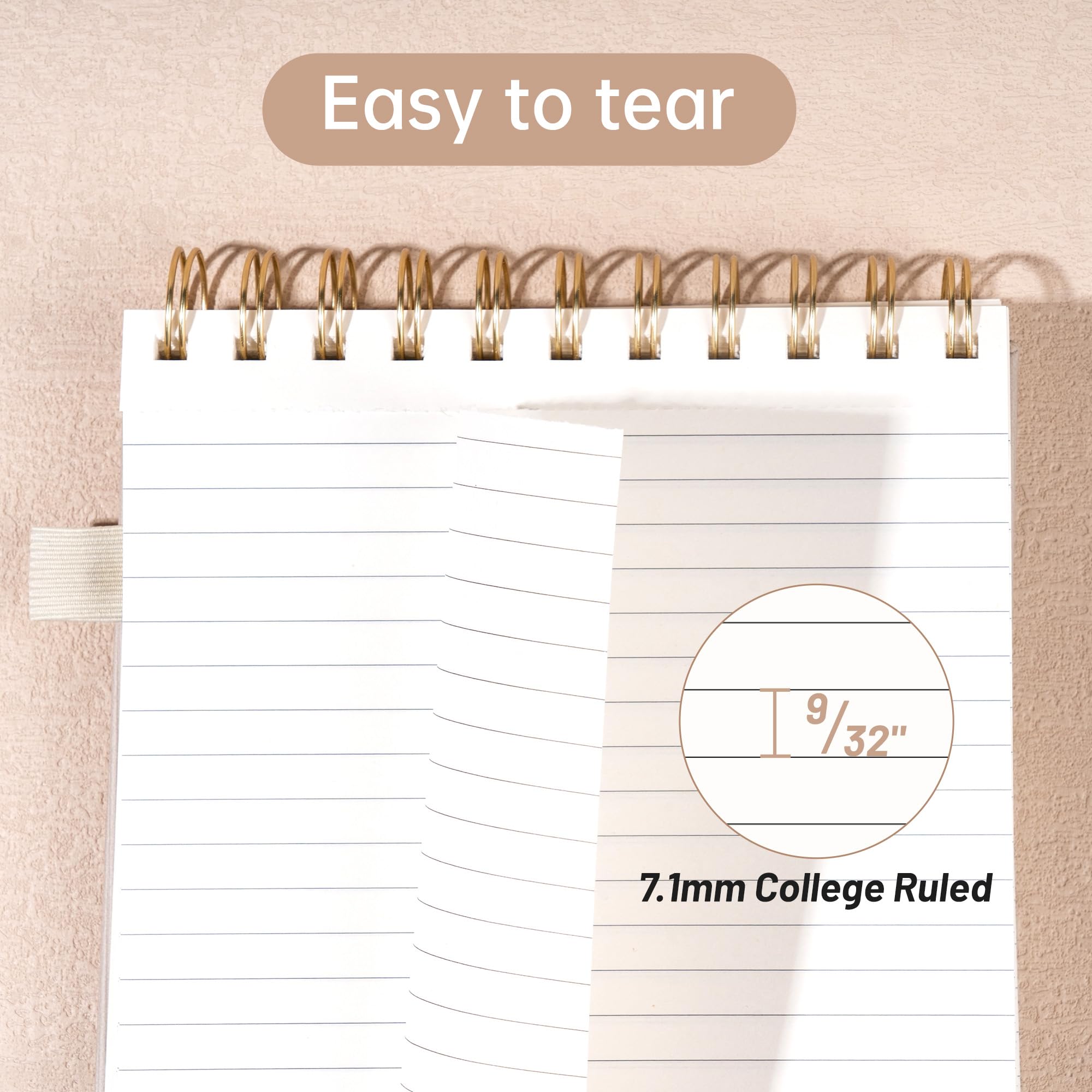 Yoment 6x9 Inch Leather Spiral Notebook - 240 Pages, 100 GSM College Ruled Paper, Top Bound Steno Pad for Left Handed Users - Perfect for Office, School & Work Notes (Beige) | Durable Writing Journal for Meetings, Lectures & Daily Planning