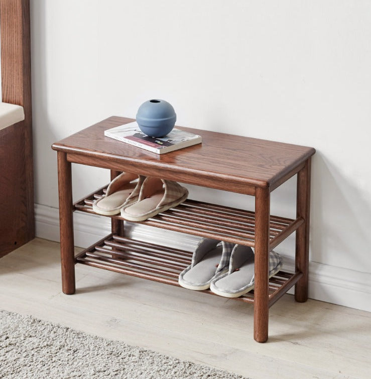 Solid Oak Wood Shoe Storage Bench with Seat | Entryway Organizer for Shoes, Boots & Accessories | Perfect for Hallway, Mudroom & Bedroom Storage