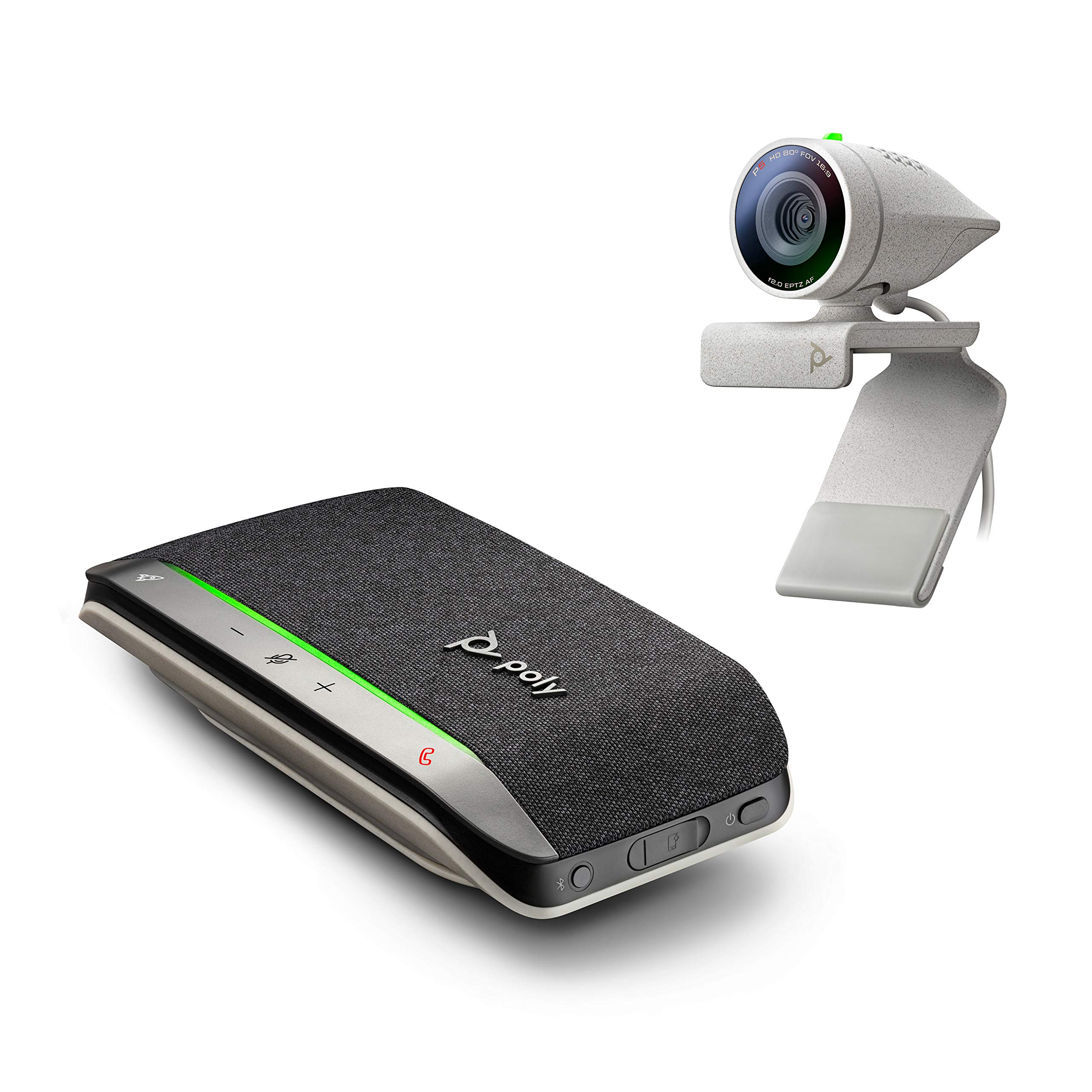 Poly Studio P5 Video Conference Kit with Poly Sync 20+ | 1080p HD Webcam & Bluetooth Speakerphone | Professional Hybrid Work Solution for Home Office, Remote Meetings & Team Collaboration (Gray)