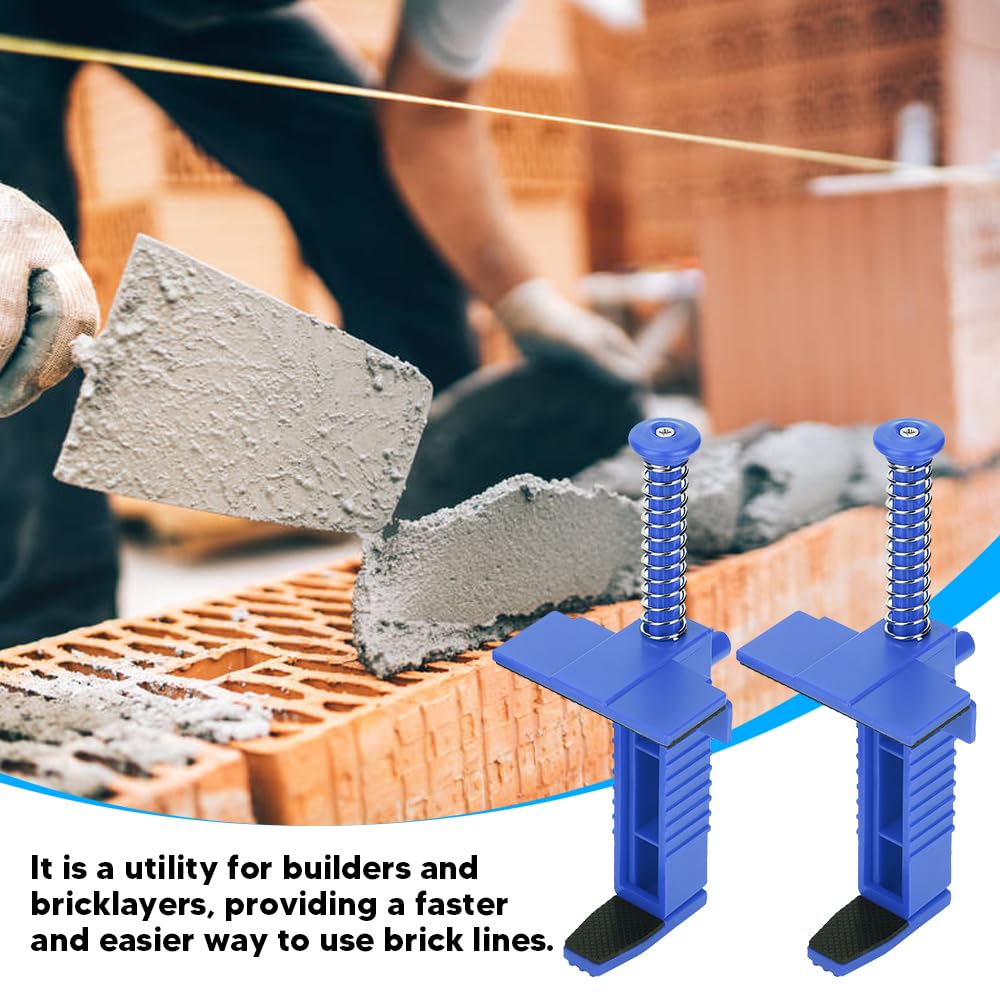 2PCS Brick Line Clips Puller - Leveling Measuring Wire Drawer Tool with Wire Clamp for Bricklaying, Masonry & Construction (Blue) - Perfect for Professional Builders & DIY Home Improvement Projects