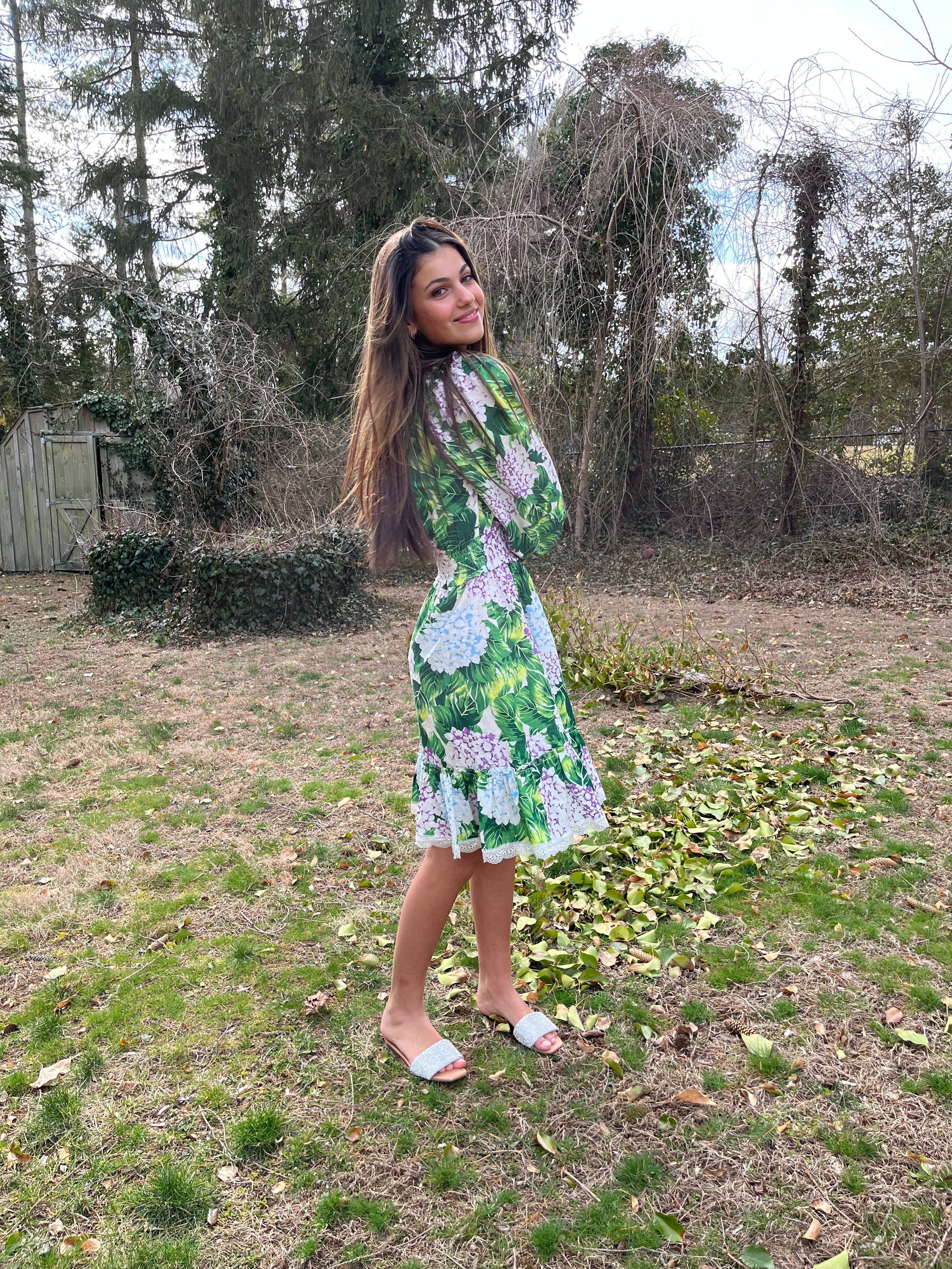 Stylish Hydrangea Print Dress for Women - Floral Summer Dress for Casual Wear, Garden Parties & Beach Outings