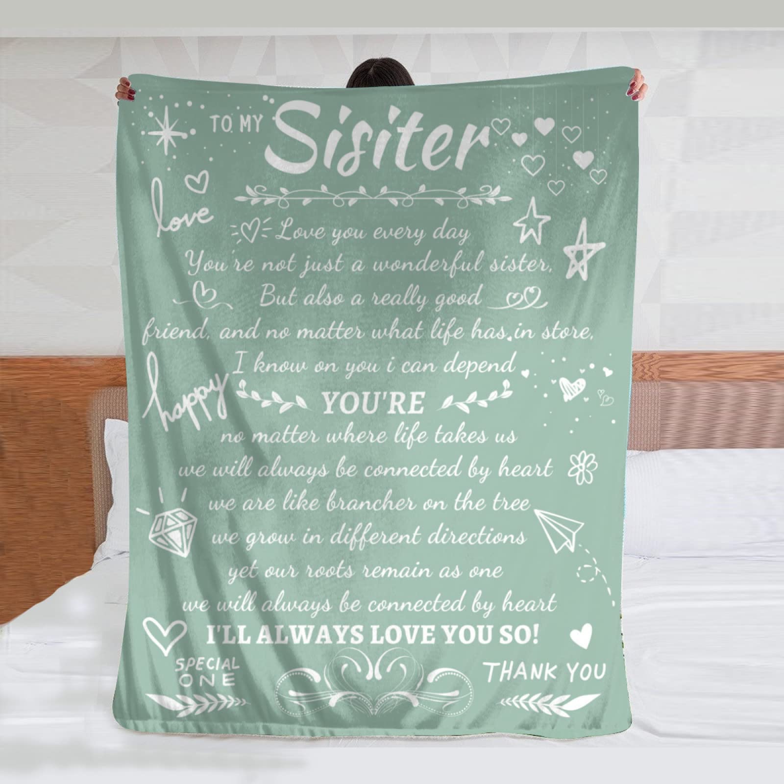 Best Sister Throw Blanket - 50x40 Inch Cozy Sherpa Fleece Blanket for Birthday Gifts | Sentimental 'Love You Sister' Gift for Bed, Couch, Travel & Beach | Perfect for Sisters & Sibling Bonding Moments
