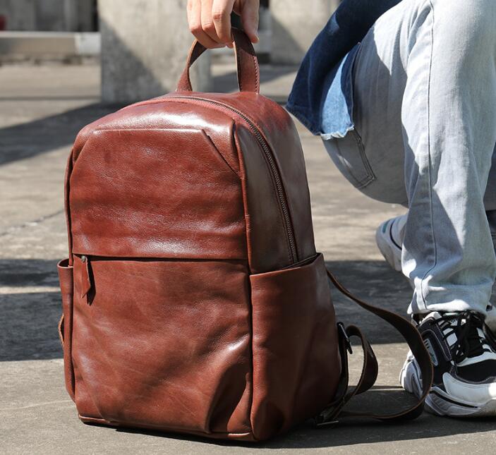 Premium Black Leather Backpack for Men & Women - Stylish Durable Laptop Bag for Work, Travel & College - Water-Resistant Business Backpack with USB Charging Port
