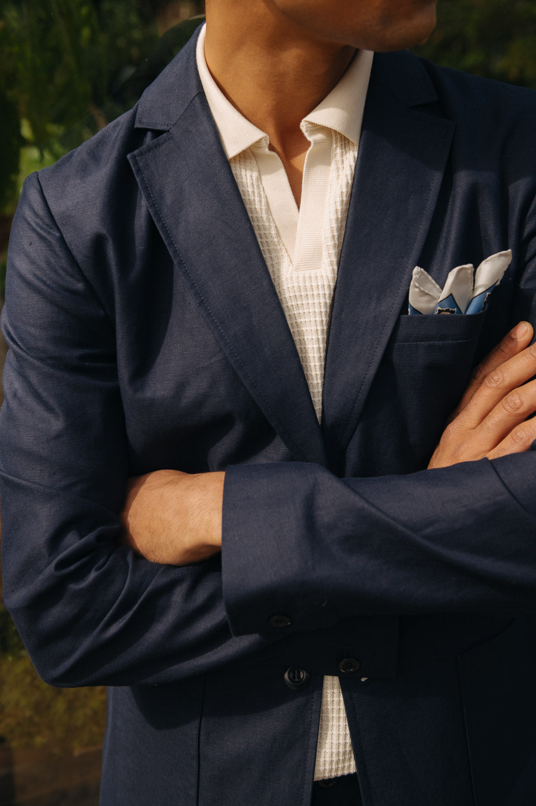 Navy Blue Cotton Linen Blazer for Women - Lightweight Summer Business Casual Jacket - Perfect for Office Wear, Weddings & Formal Events