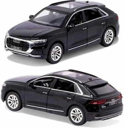 Bestie Toys 1:28 Scale Die-Cast Audi Q8 Alloy Metal Pull Back Car with Sound & Light - Mini Collectible Model Toy for Kids & Adults - Perfect for Playtime, Gift Giving & Display Collections (Black)