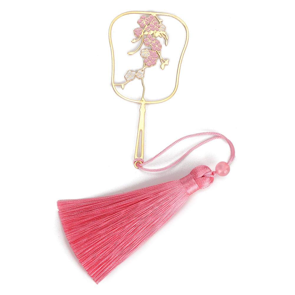 Elegant Brass Chinese-Style Hollow Bookmark with Durable Tassels - Peach Blossom Design for DIY Crafts, Wedding Gifts, Business Souvenirs - Perfect for Reading, Book Lovers & Home Decor
