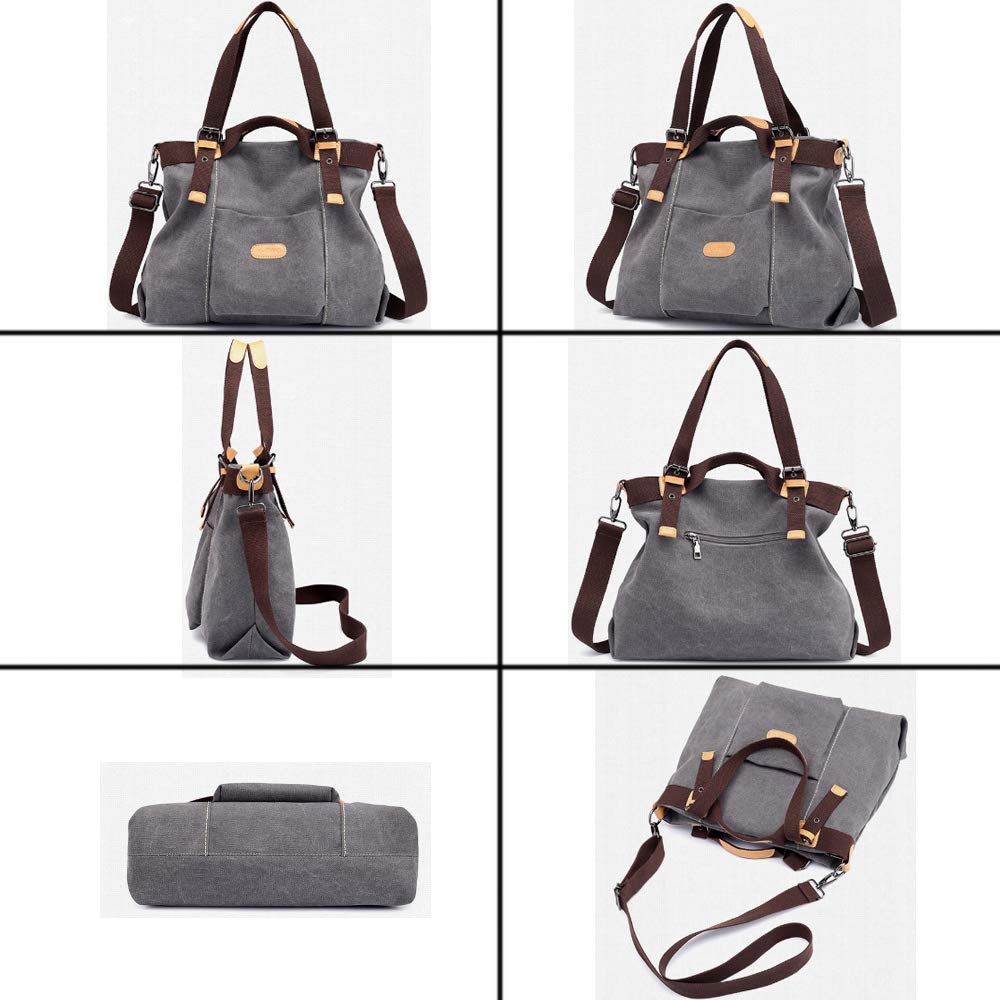 Women's Canvas Satchel Handbag - Casual Top Handle Shoulder Bag Purse for Work, Travel & Everyday Use