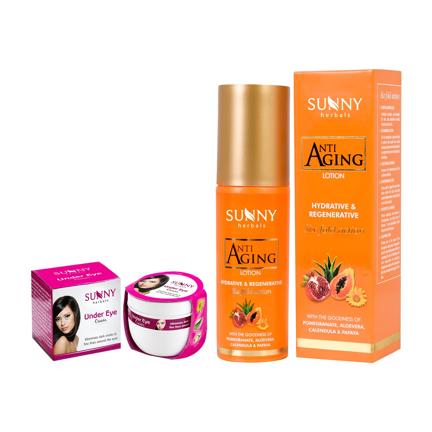 **Sunny Under Eye Cream (50g) & Anti-Aging Lotion (80ml) – Dark Circle & Puffiness Reducer, Wrinkle Minimizer, Hydrating Skincare Set for Men & Women – Perfect for Night Routine & Travel**