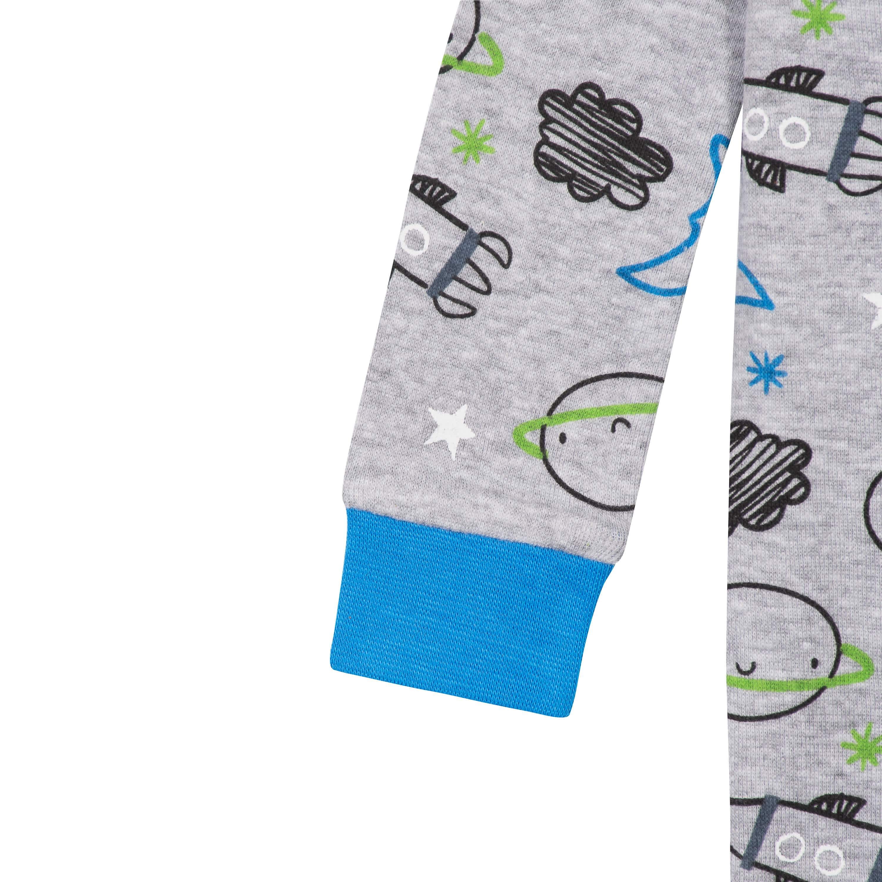 4 Pack Baby & Toddler Boys Dinosaur & Space Themed Snug Fit Cotton Footed Pajamas - Soft Sleepwear for Playtime & Bedtime