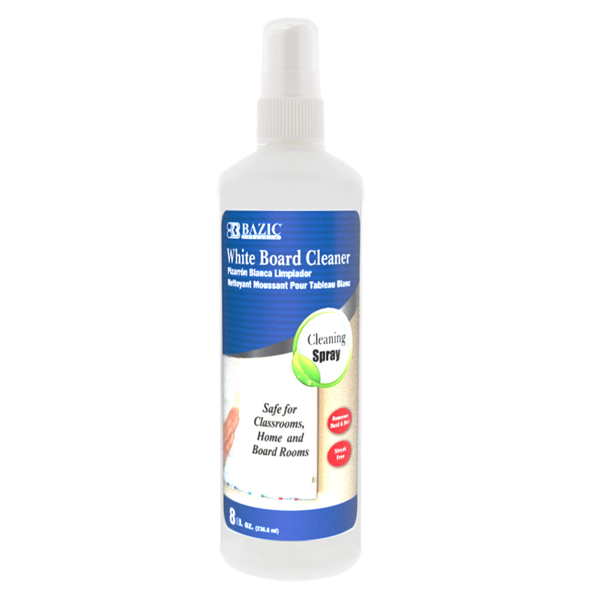 BAZIC 8Oz Whiteboard Cleaner Spray - Low-Odor Dry Erase Board Liquid Cleaner (48-Pack) for Office, Classroom & Home Use - Removes Marker Stains Effectively