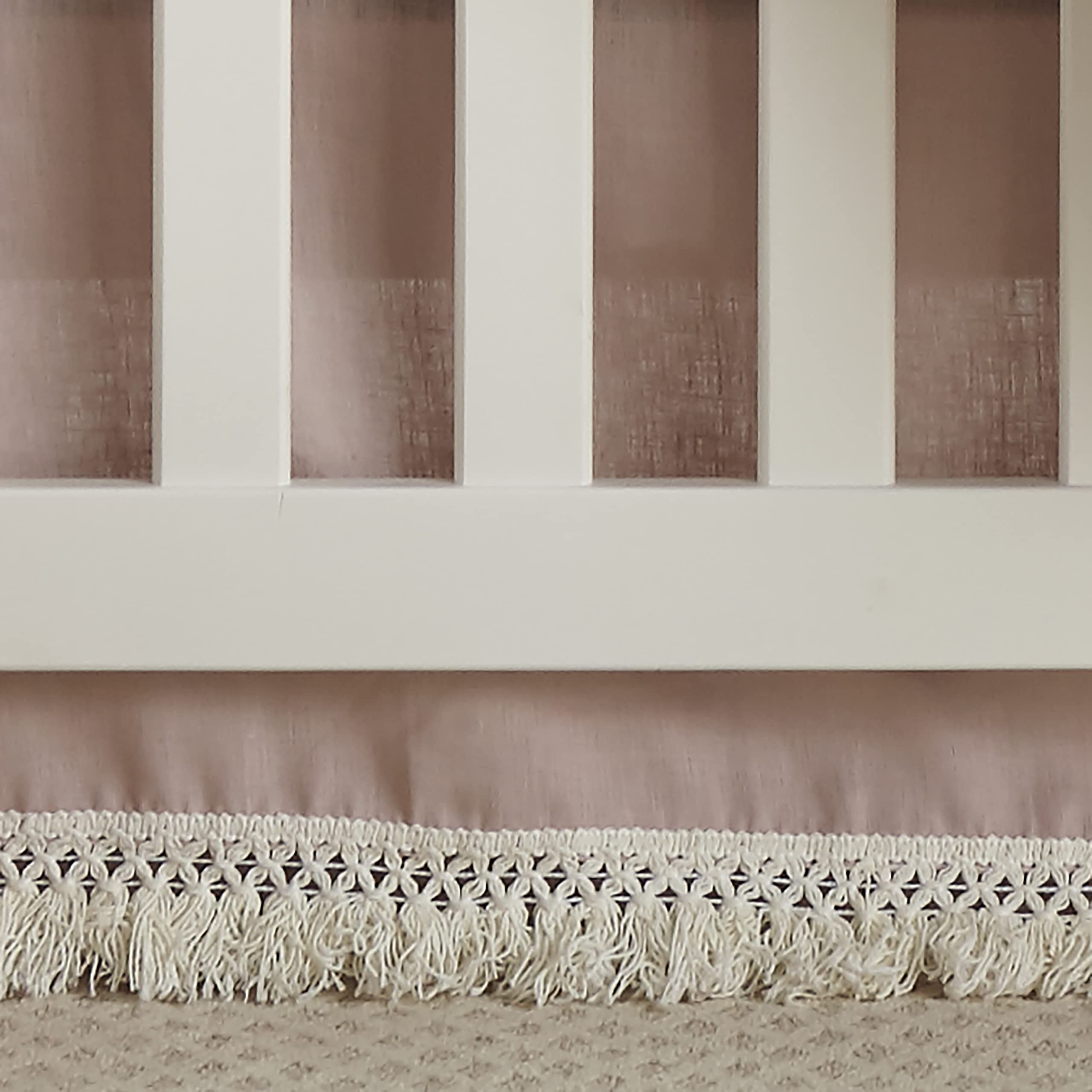 Levtex Baby Fiori 4-Piece Crib Bedding Set - Floral Nursery Collection in Charcoal, Coral, Pink, Green & Cream - Includes Quilt, Fitted Sheet, Wall Decal & Dust Ruffle - Perfect for Baby Girls' Room Decor & Nursery Themes