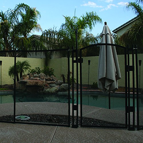 EZ-Guard 4' Tall Self-Closing Safety Pool Fence Gate Kit for In-Ground Pools - Child & Pet Barrier with Mesh Panel (Tan, 4 Feet) - Perfect for Backyard, Swimming Pool & Family Safety Protection