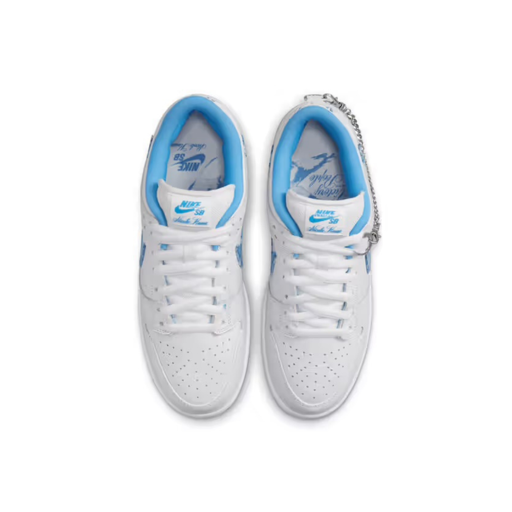 Nike SB Dunk Low Pro Sneakers in White, University Blue, Midnight Navy & Pure Platinum - Perfect for Skateboarding, Casual Wear & Street Fashion