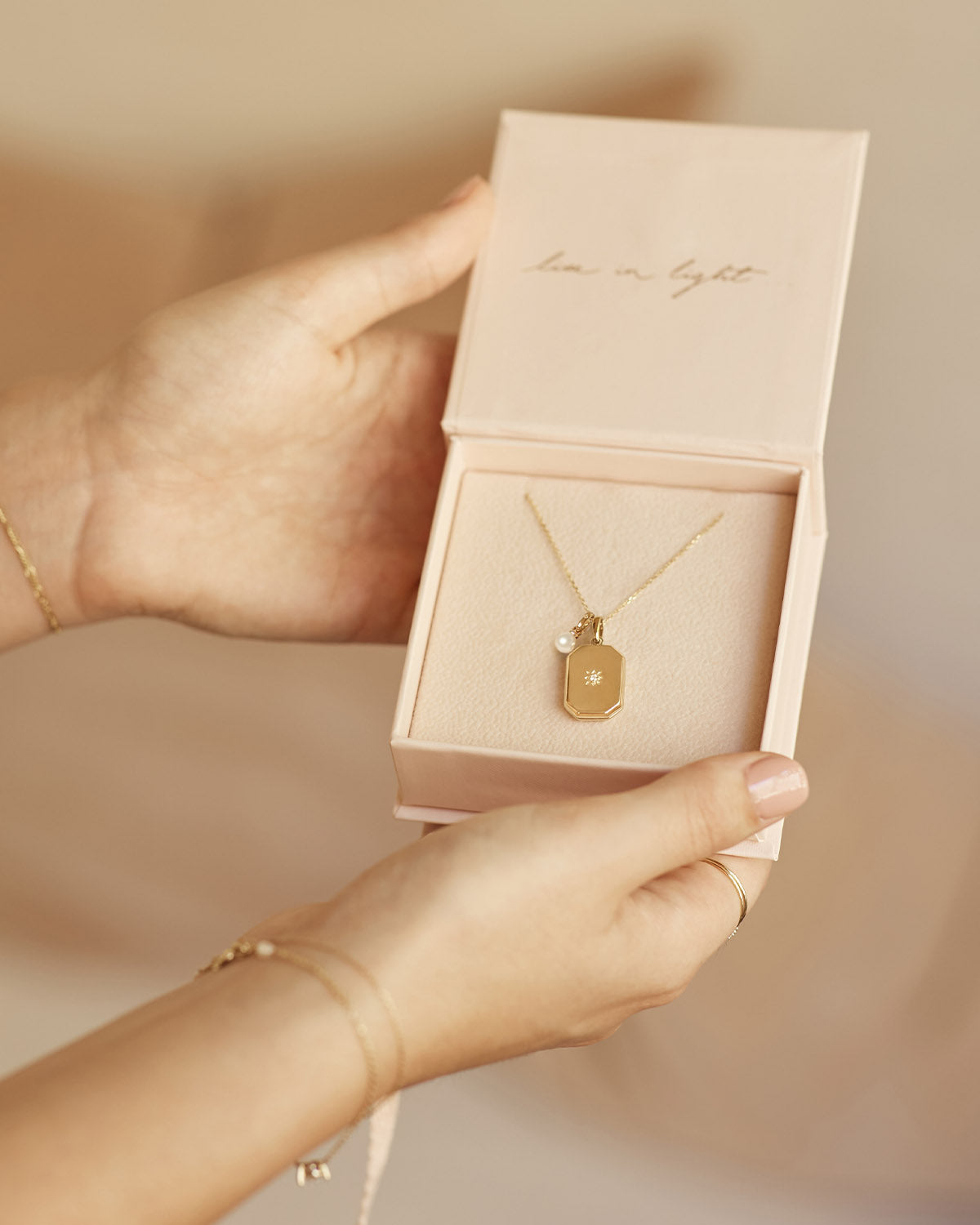 18K Gold Vermeil Rectangular Lotus Locket Pendant Necklace for Women - Elegant Jewelry Gift for Birthday, Anniversary & Special Occasions