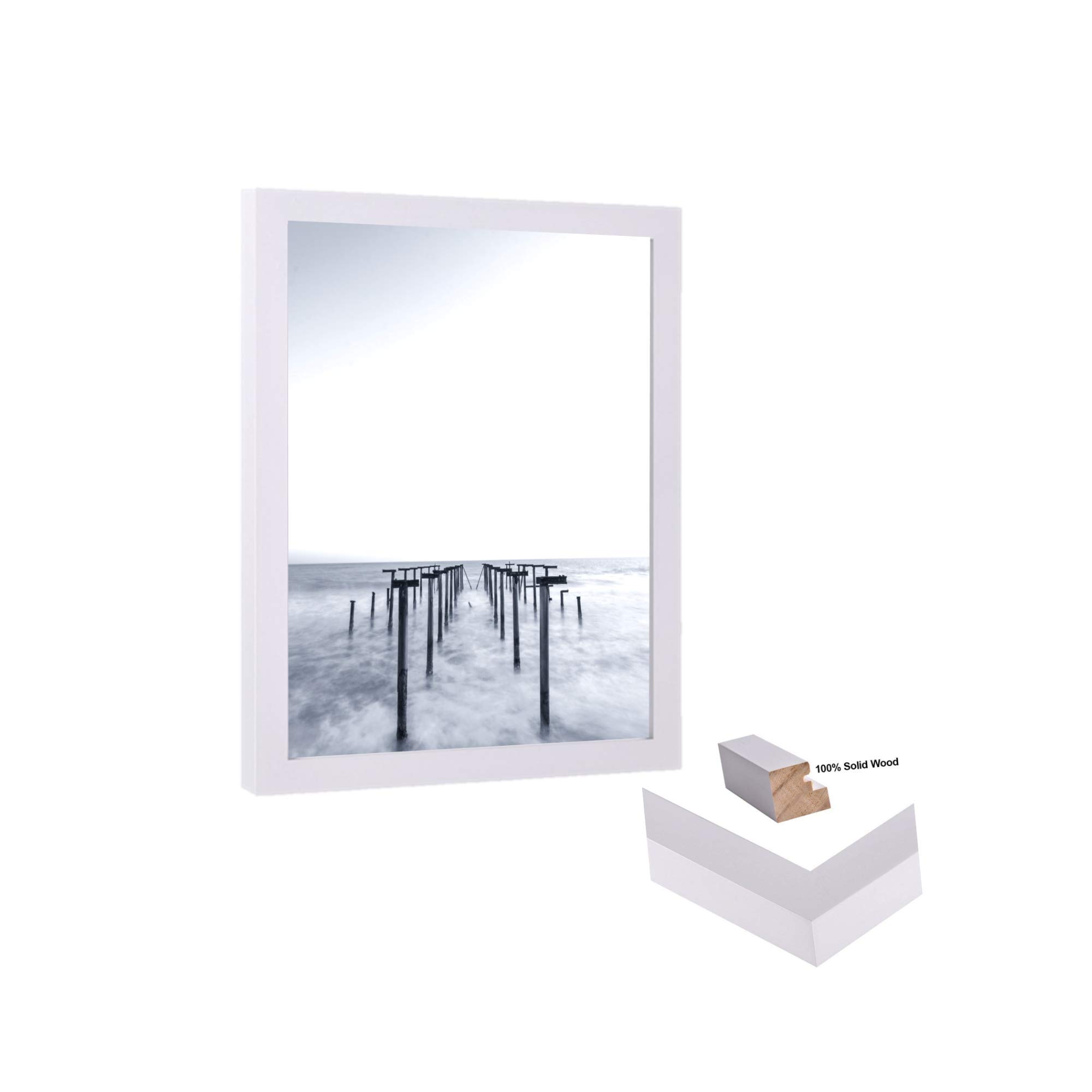 30x40 White Wooden Picture Frame with Acrylic Plexiglass - Large Wall Hanging Frame for Artwork, Posters & Photos - Perfect for Living Room, Bedroom & Office Decor