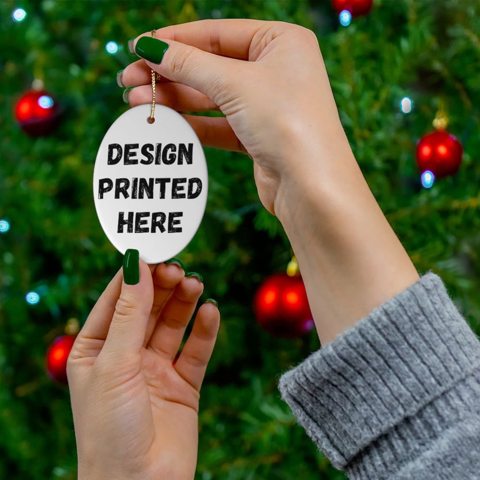 Funny Coffee & Hamster Lover Gift - Christmas Tree Ornament for Mom 2024 - White Oval Ceramic Decoration - Perfect for Holiday Decor & Coffee Enthusiast Gifts