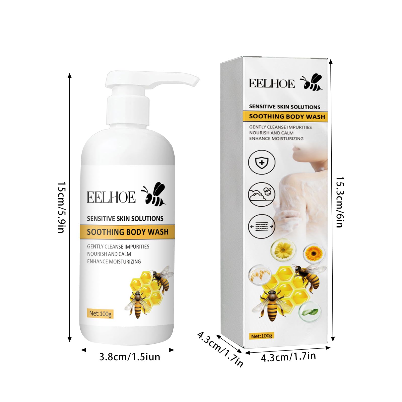 Honeys Moisturizing Shower Gel for Women - Hydrating Body Wash with Deep Cleansing & Grease Removal - Daily Use for Soft, Smooth Skin - Ideal for Dry Skin & Post-Workout Refreshment