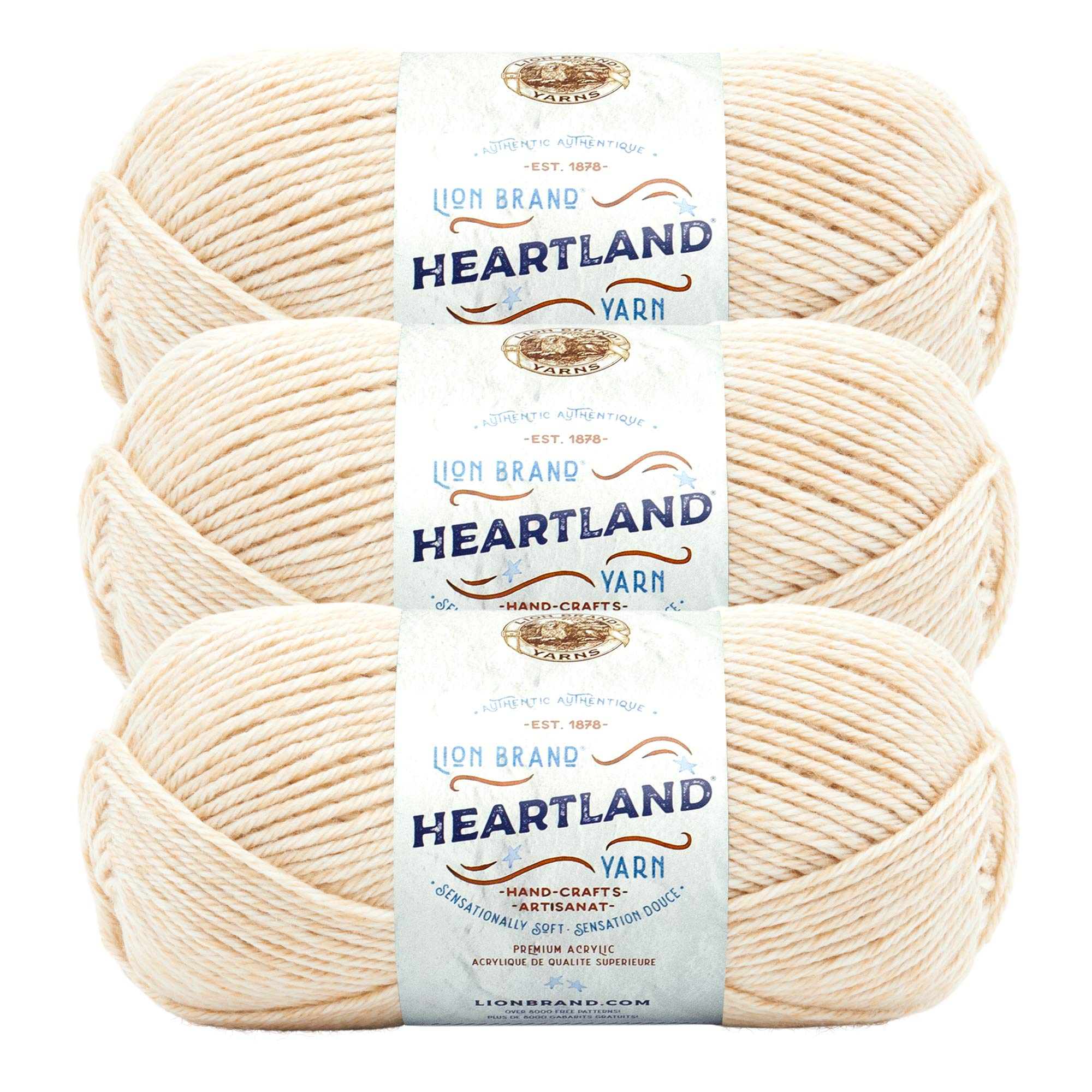 Lion Brand Yarn Heartland Worsted-Weight Yarn for Knitting & Crocheting - 3 Pack (Dry Tortugas Color) - Perfect for Blankets, Scarves & DIY Craft Projects