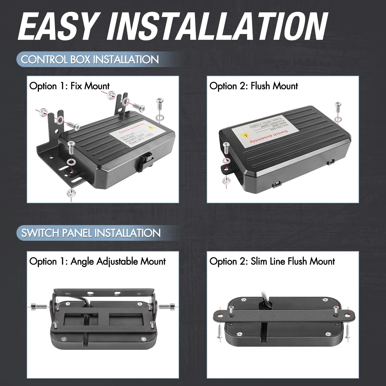 8 Gang Universal Switch Panel with Circuit Control Box, Relay System & Fuses - Waterproof Touch Panel for Trucks, ATV, UTV, Cars, Boats & Marine Vehicles | Includes Wiring Harness & Stickers | 2 Year Warranty | Perfect for Off-Road Adventures, Marine Applications & Vehicle Customization