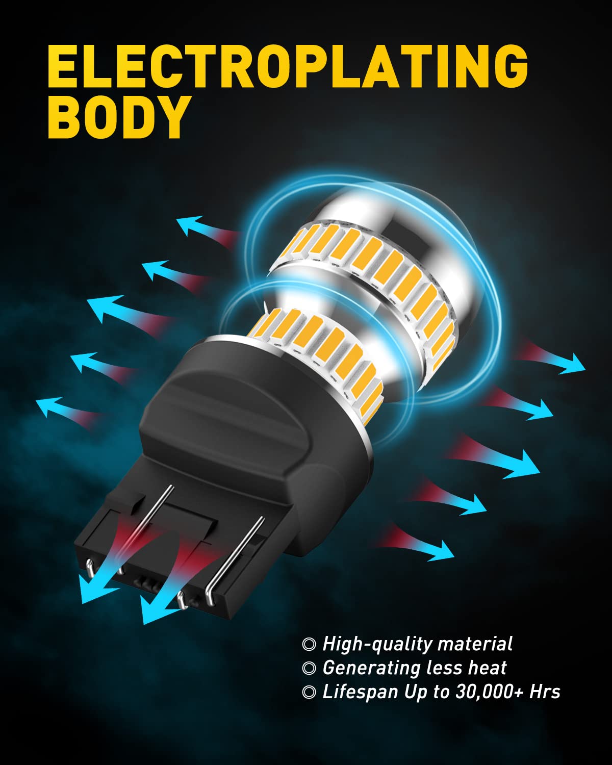 AUXITO 3157 LED Turn Signal Bulbs - Super Bright Amber Yellow 400% Brighter (Pack of 2) | Compatible with 3156 3457A 4057 4157 | Perfect for Front/Rear Turn Signals, DRL, Marker & Parking Lights | Ideal for Night Driving & Enhanced Vehicle Visibility