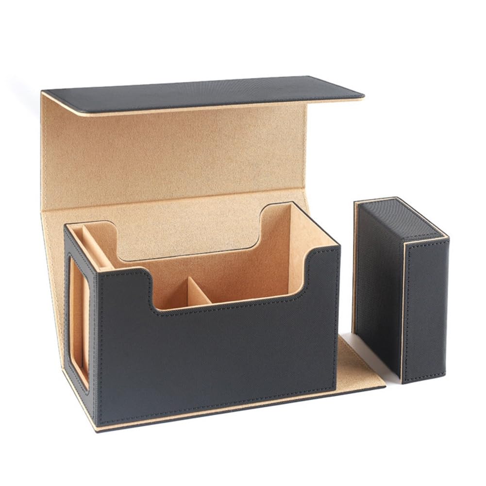 TAMOSH Magnetic Card Deck Box with Display Window - 35pt Card Storage Case with Dice Tray | Durable Khaki Deck Holder for MTG, Pokemon & Trading Cards | Perfect for Gaming, Collecting & Travel