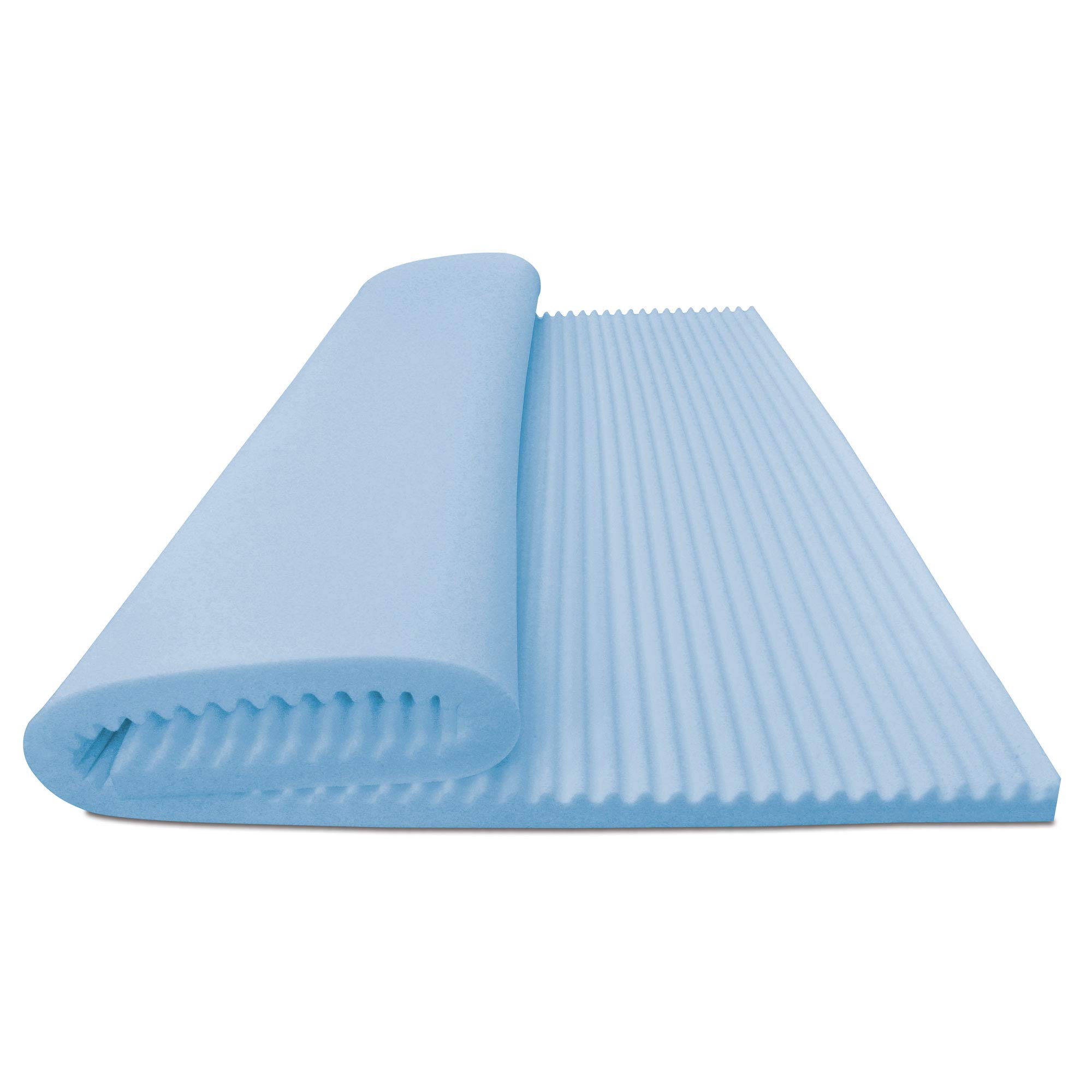 Baldiflex Memory Foam Mattress Topper - 8 Inch Cooling Fresh Wave, Removable Cover, Breathable & Ergonomic, Anti-Allergy & Dust Mite Proof for Back Pain Relief - Perfect for Hot Sleepers & Pressure Point Support