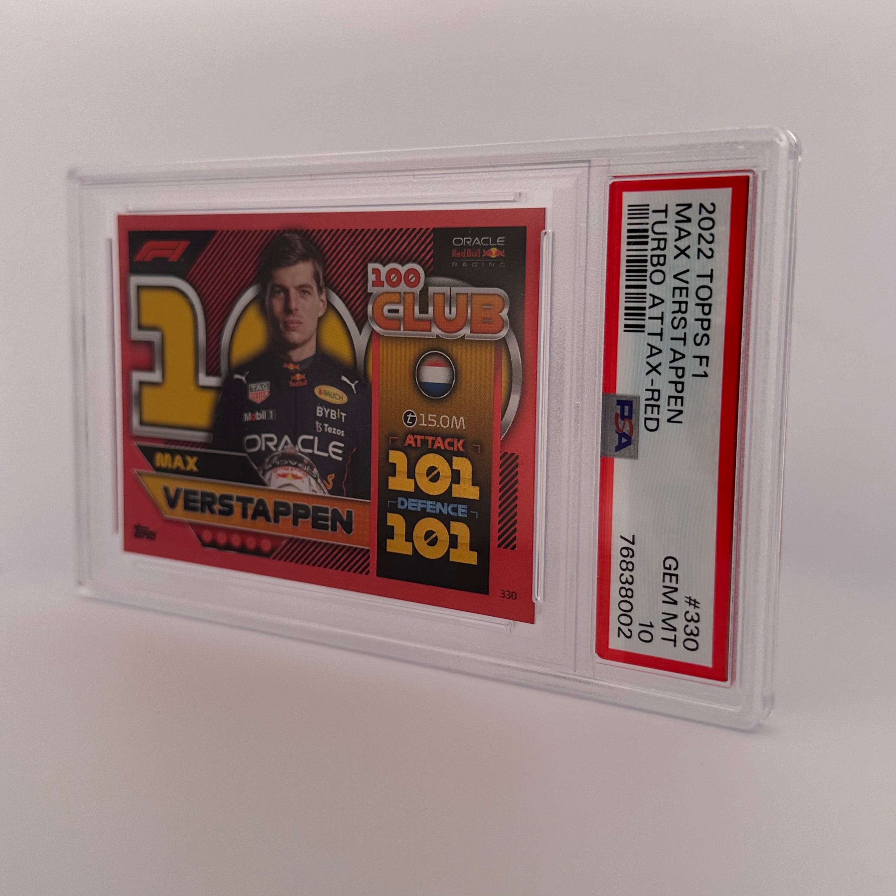 PSA 10 Graded 163/500 Max Verstappen #330 Red F1 Racing Card - Perfect for Collectors, Sports Memorabilia Displays & Formula 1 Fan Gifts