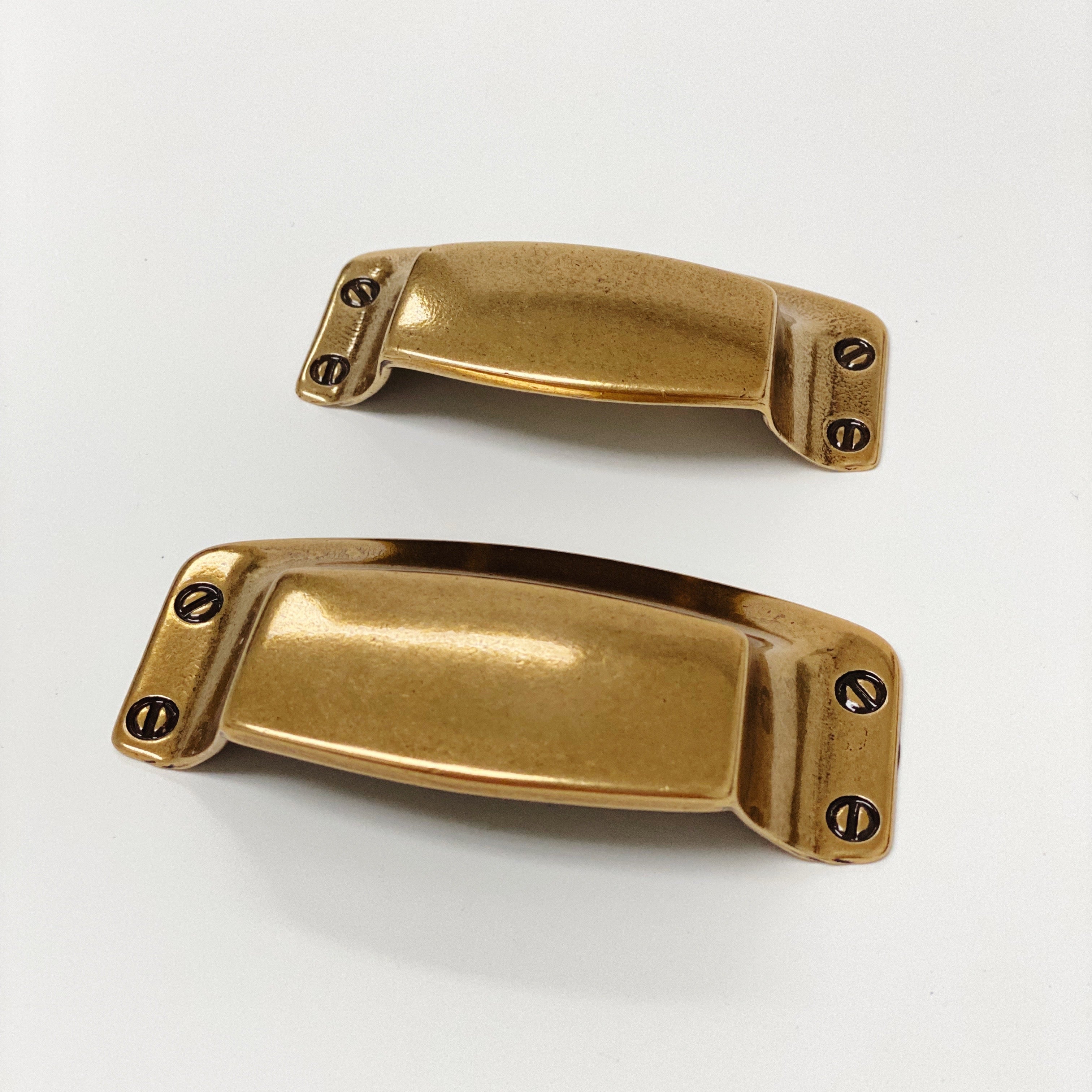 Antique Brass Drawer Cup Pull - Tuscany Style Cabinet Hardware for Kitchen, Bathroom & Furniture Drawers