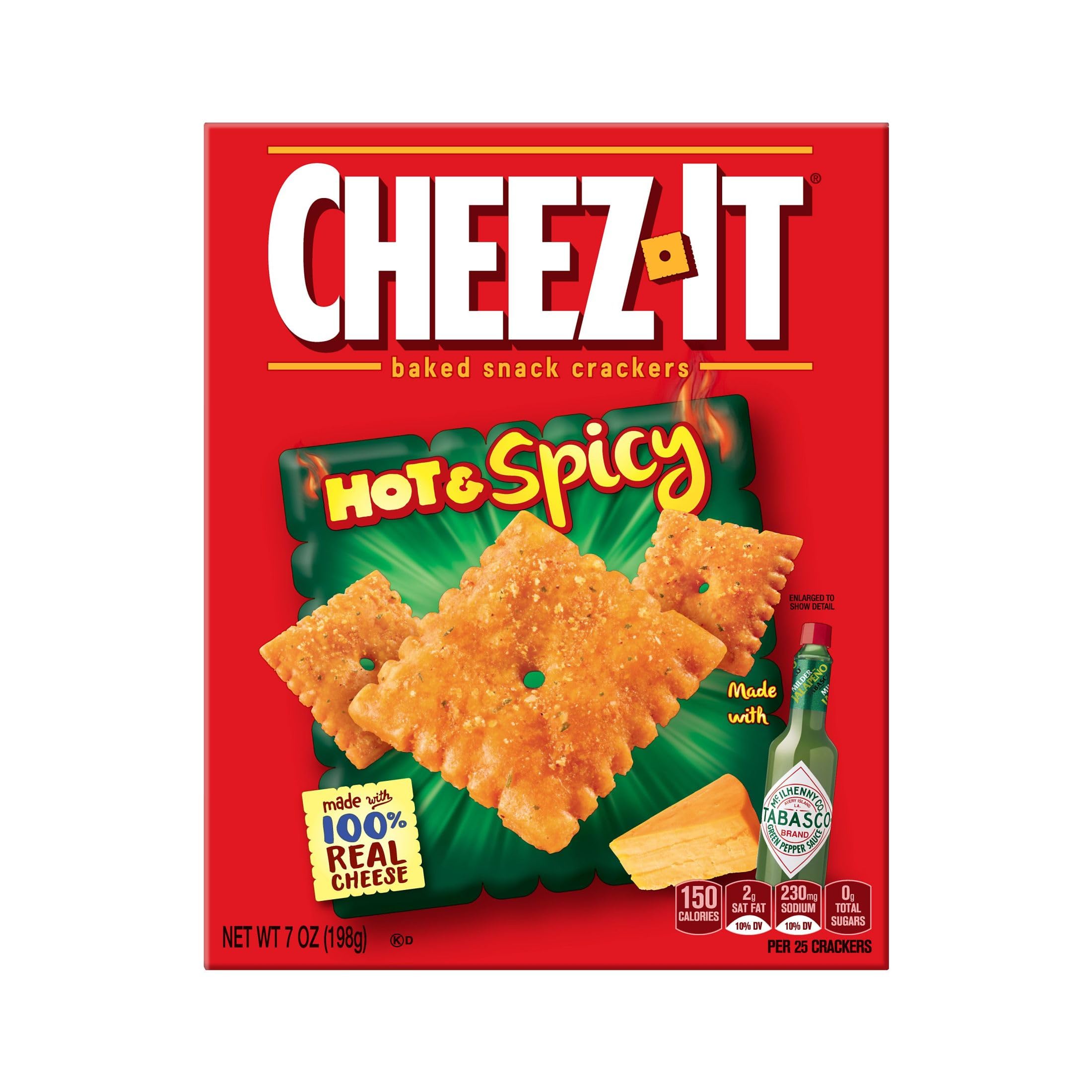 Cheez-It Hot & Spicy Baked Cheese Crackers - 5.25lb Bulk Case (12 Boxes) | Crunchy Office Snacks, Kids Lunchbox Treats & Party Finger Food