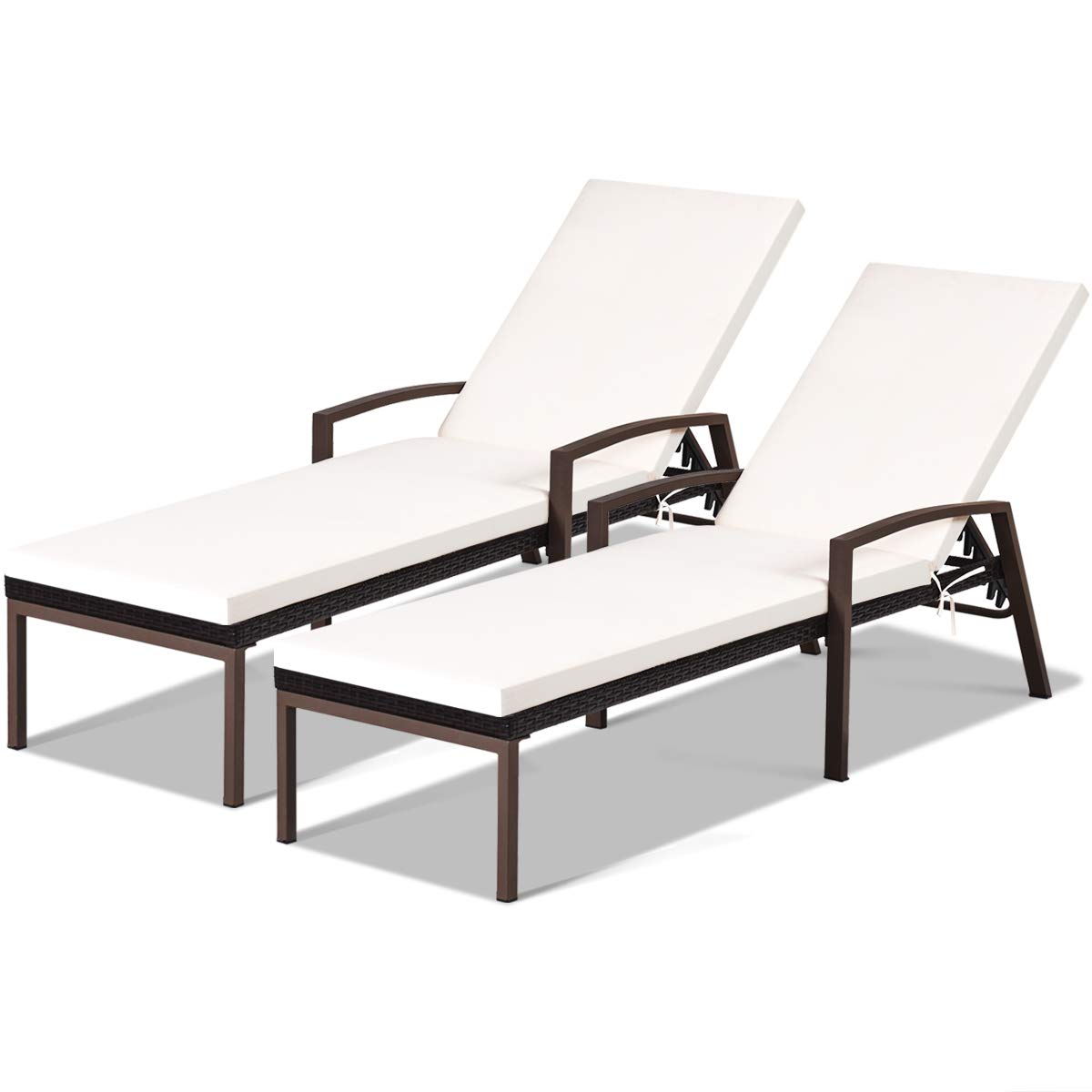 Casart 2-Piece Chaise Lounge Set with Comfort Cushions - Adjustable Rattan Wicker Sunbathing Chairs for Patio, Poolside, Beach & Outdoor Relaxation - Perfect for Sunbathing, Lounging by the Pool or Beach Vacation