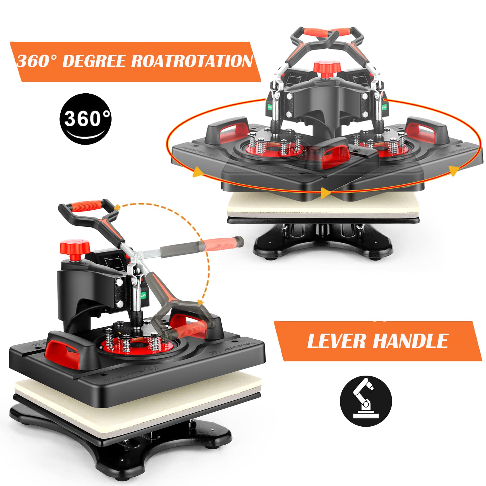 8-in-1 Upgraded 15x12 Inch Digital Swing Heat Press Machine - Industrial Quality Sublimation Heat Transfer for T-Shirts, Mugs, Hats & Plates | Perfect for DIY Crafts, Custom Apparel & Small Business Printing