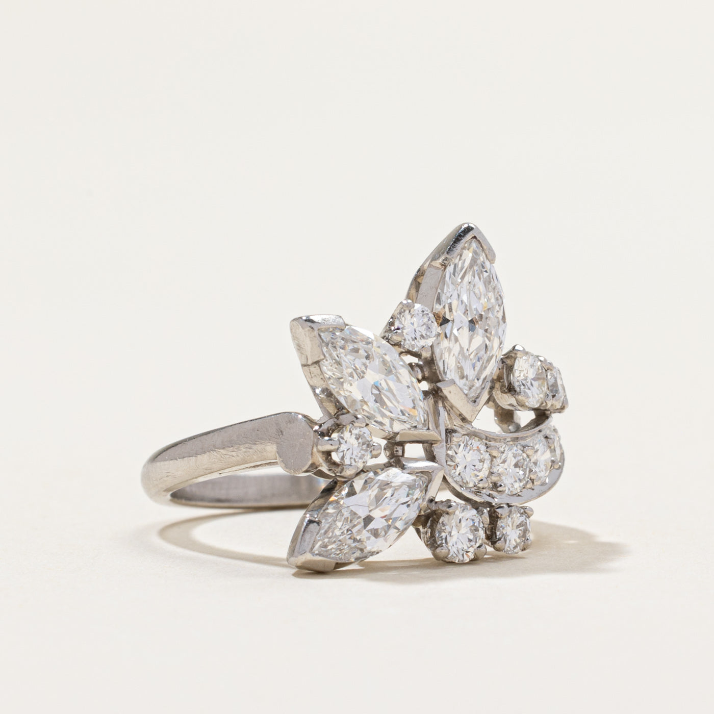 Birks Marquise Diamond Cocktail Ring - 1.78 Carat Total Weight (CTW) | Size 6 | Elegant Evening Wear & Special Occasion Jewelry