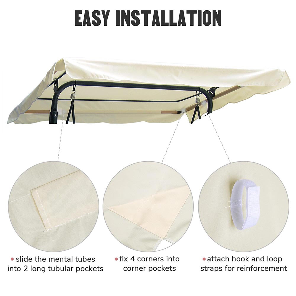 TheLAShop 72x53 Inch Outdoor Patio Swing Canopy Replacement - Waterproof Sun Shade Cover for Porch, Garden & Backyard Relaxation