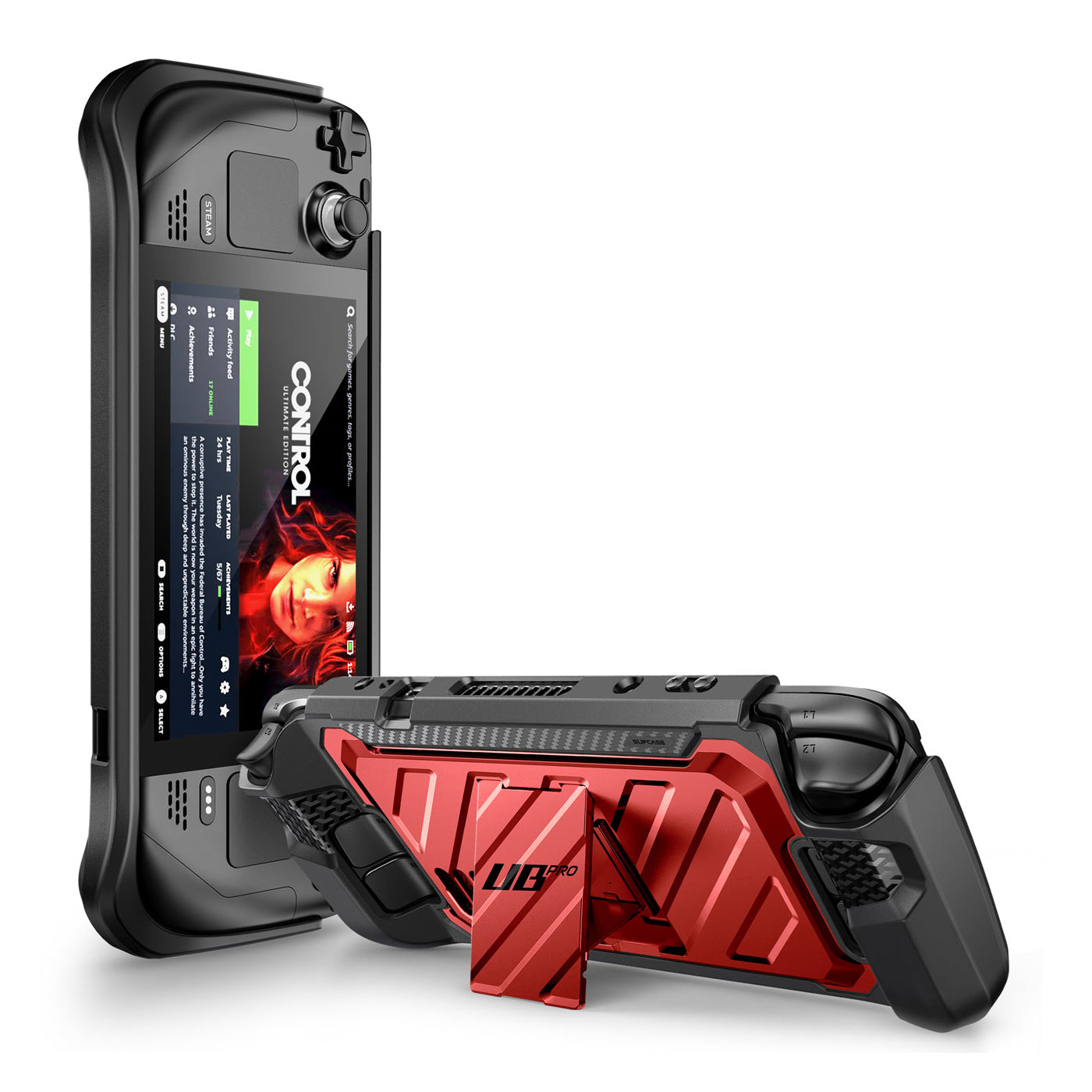 Steam Deck Unicorn Beetle PRO Heavy Duty Protective Case with Kickstand - Metallic Red | Shockproof Cover for Gaming on the Go, Travel & Outdoor Use