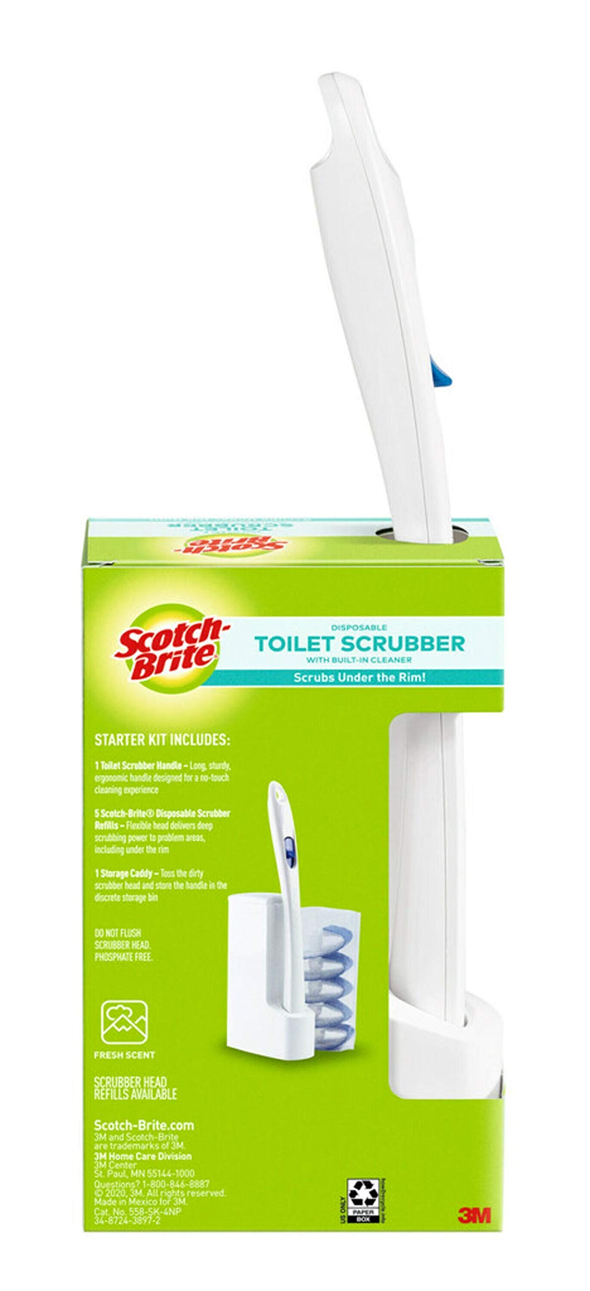 Scotch-Brite Disposable Toilet Scrubber Cleaning System - Heavy Duty Bathroom Cleaning Brush with Handle for Stains & Grime - Perfect for Toilets, Sinks & Tubs