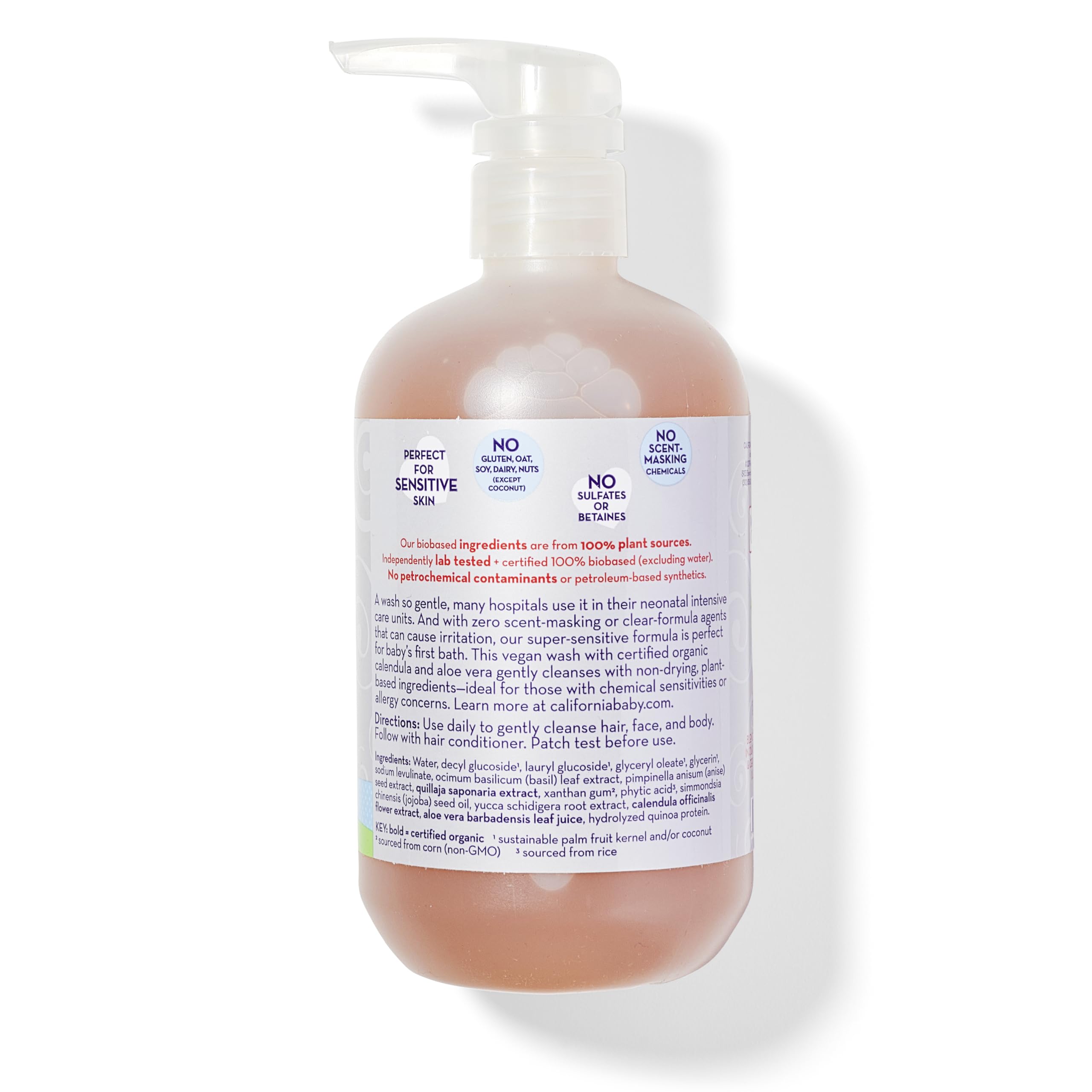California Baby Super Sensitive Shampoo & Body Wash - 100% Plant-Based, Fragrance Free, Hypoallergenic Formula for Delicate Skin - 19oz Twin Pack - Perfect for Newborns, Eczema & Allergy-Prone Babies - Gentle Daily Bath & Sensitive Skin Care