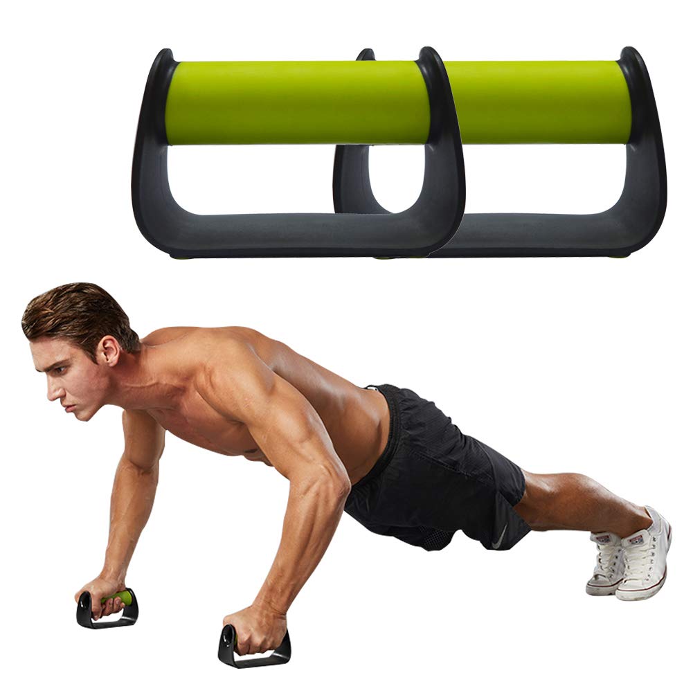 Portable Push Up Bars for Home & Gym Workouts - Non-Slip Floor Pushup Handles with Comfort Grip - Perfect for Strength Training, Chest & Arm Exercises (Green)