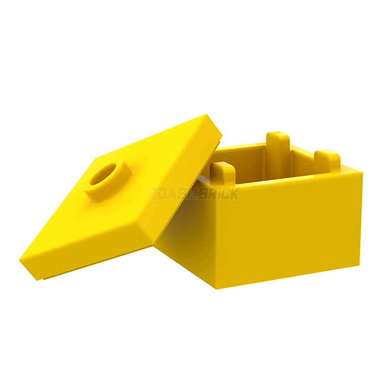 LEGO Storage Container 2x2x1 - Yellow Brick Box with Top Opening, Flat Inner Bottom & Secure Lid - Perfect for LEGO Organization & Playroom Storage